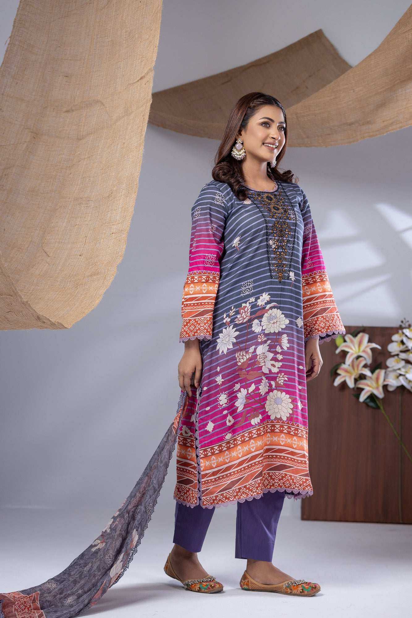 Aiza Embroidered & Sequence Work Unstitched 3pcs