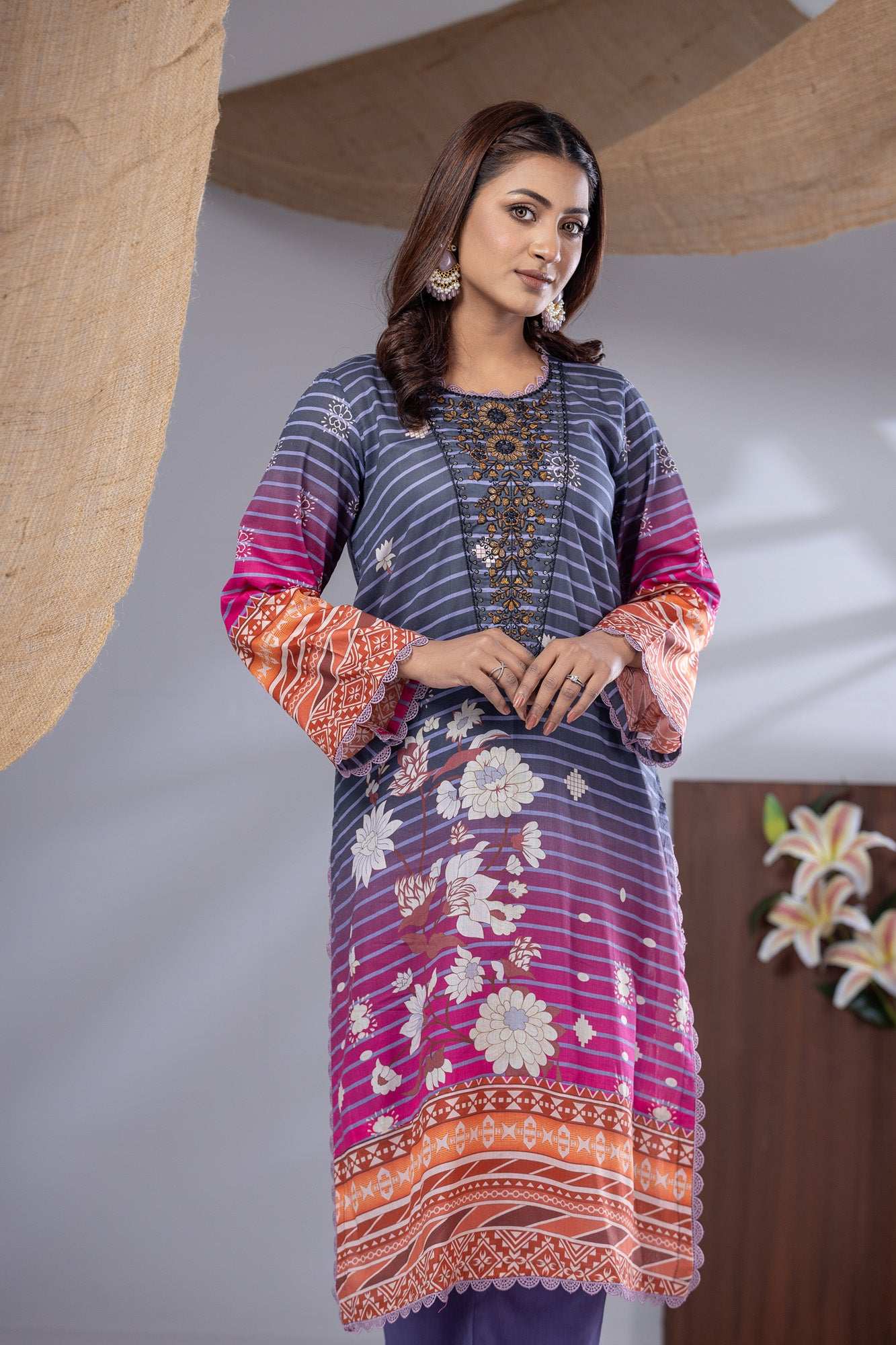 Aiza Embroidered & Sequence Work Unstitched 3pcs