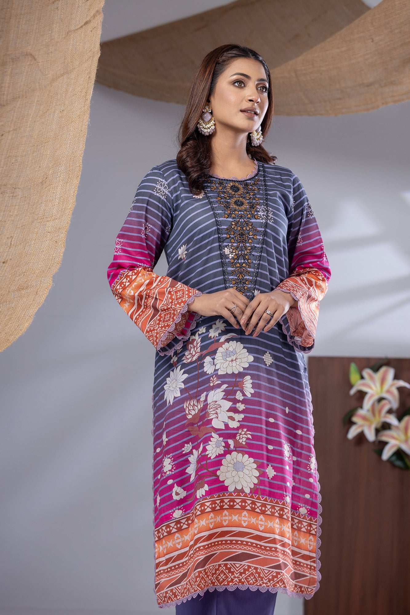 Aiza Embroidered & Sequence Work Unstitched 3pcs