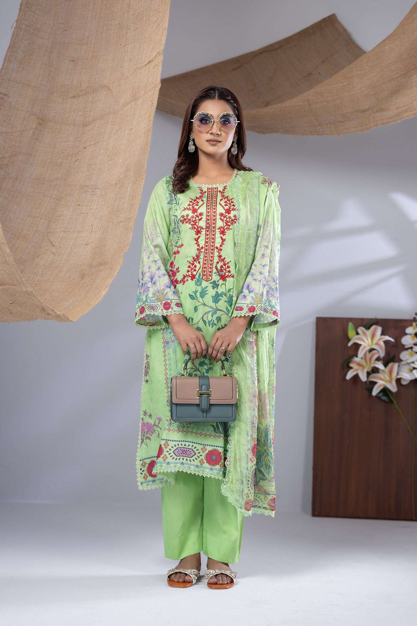 Aiza Embroidered & Sequence Work Unstitched 3pcs