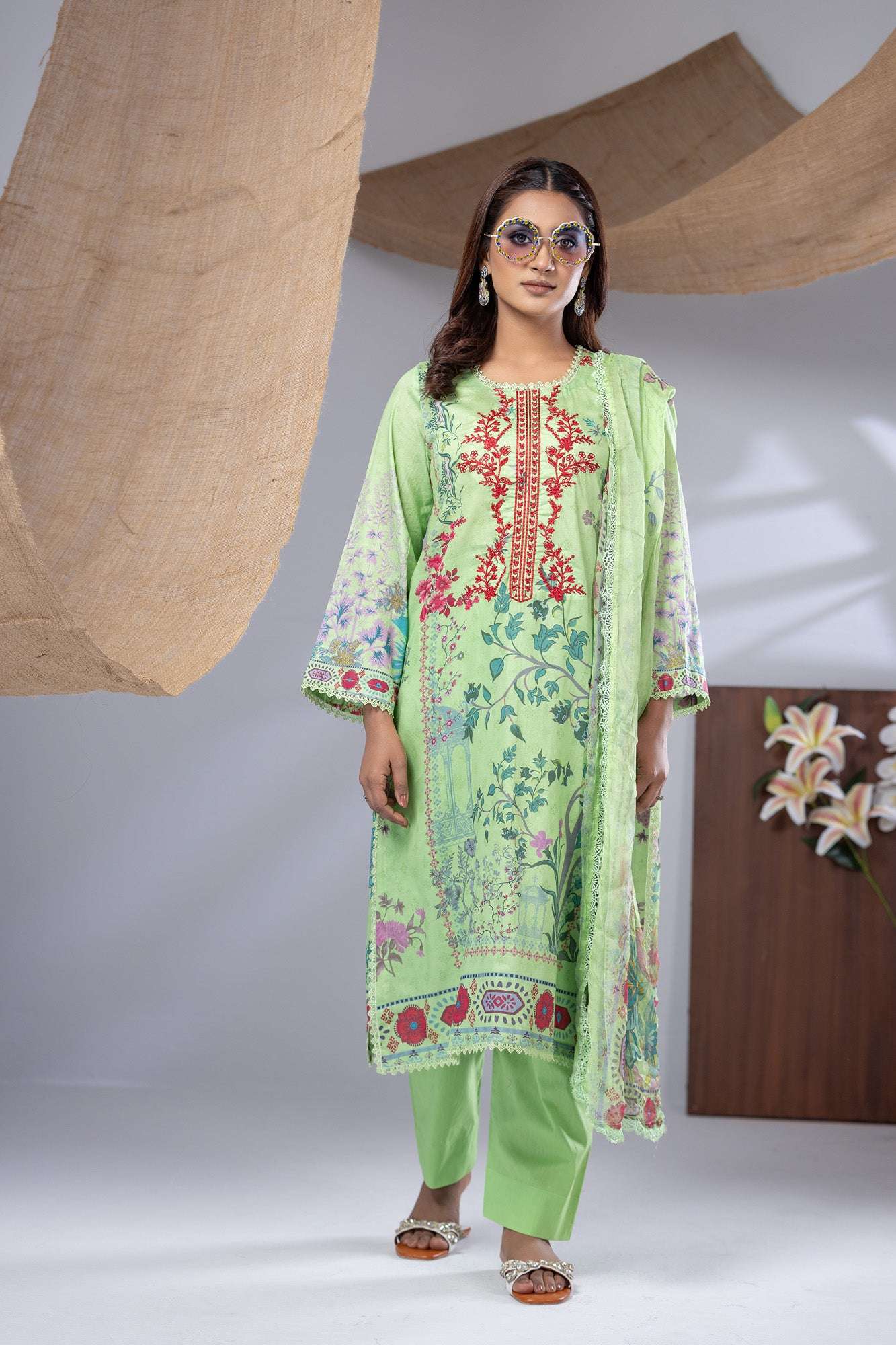 Aiza Embroidered & Sequence Work Unstitched 3pcs