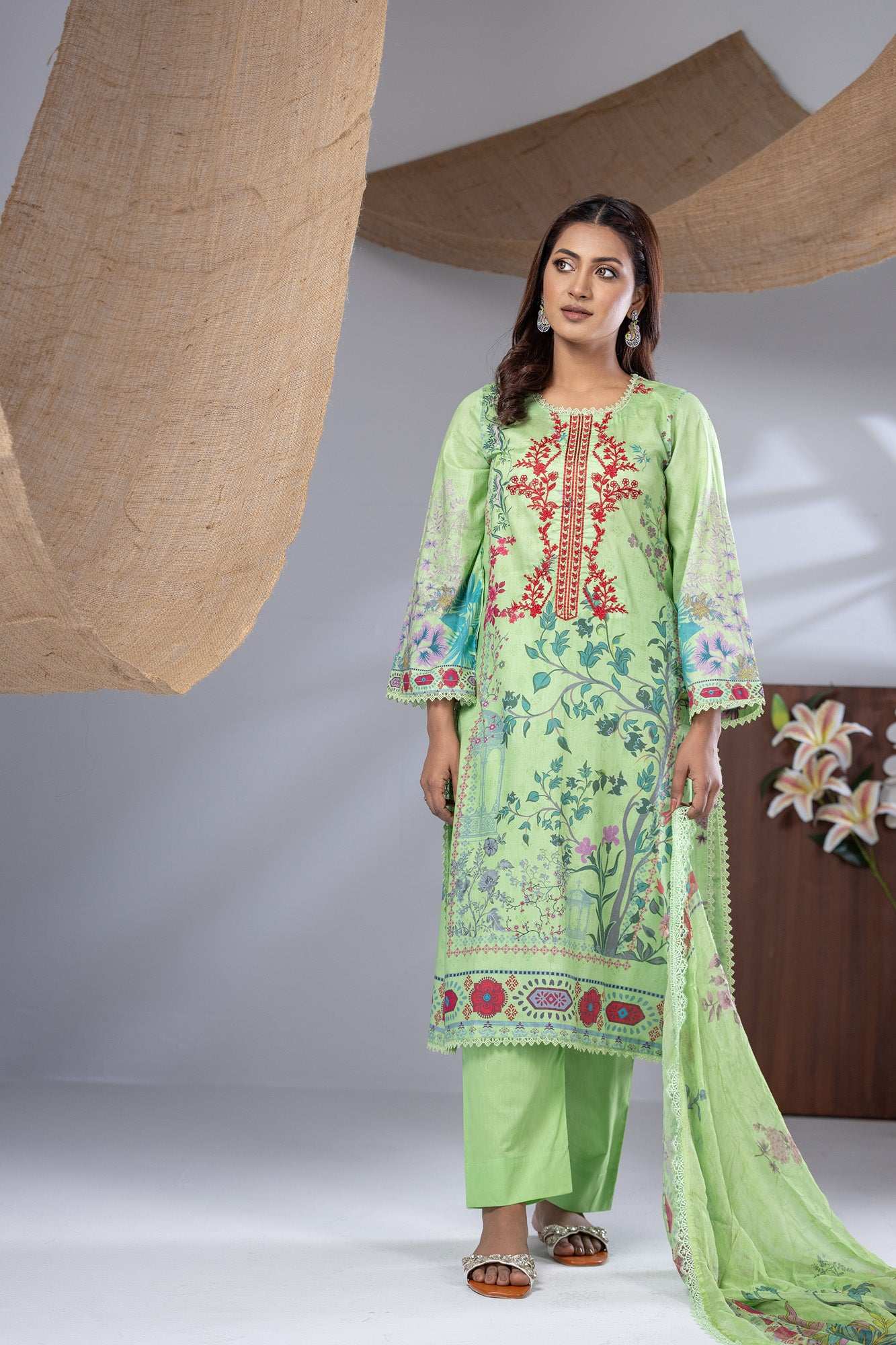 Aiza Embroidered & Sequence Work Unstitched 3pcs