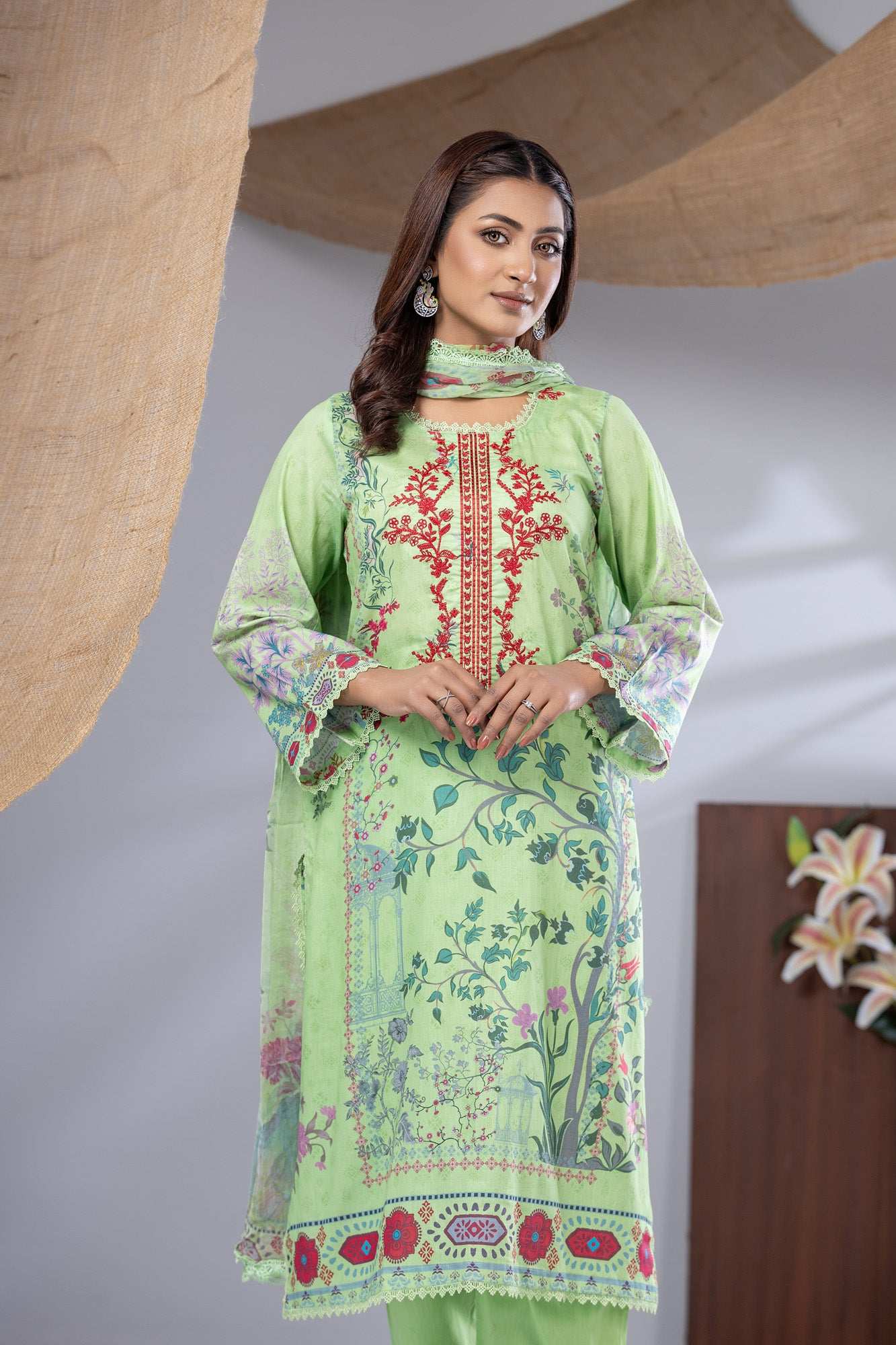 Aiza Embroidered & Sequence Work Unstitched 3pcs