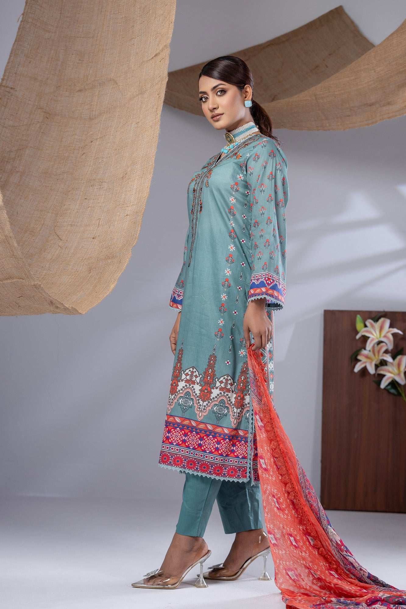 Aiza Embroidered & Sequence Work Unstitched 3pcs
