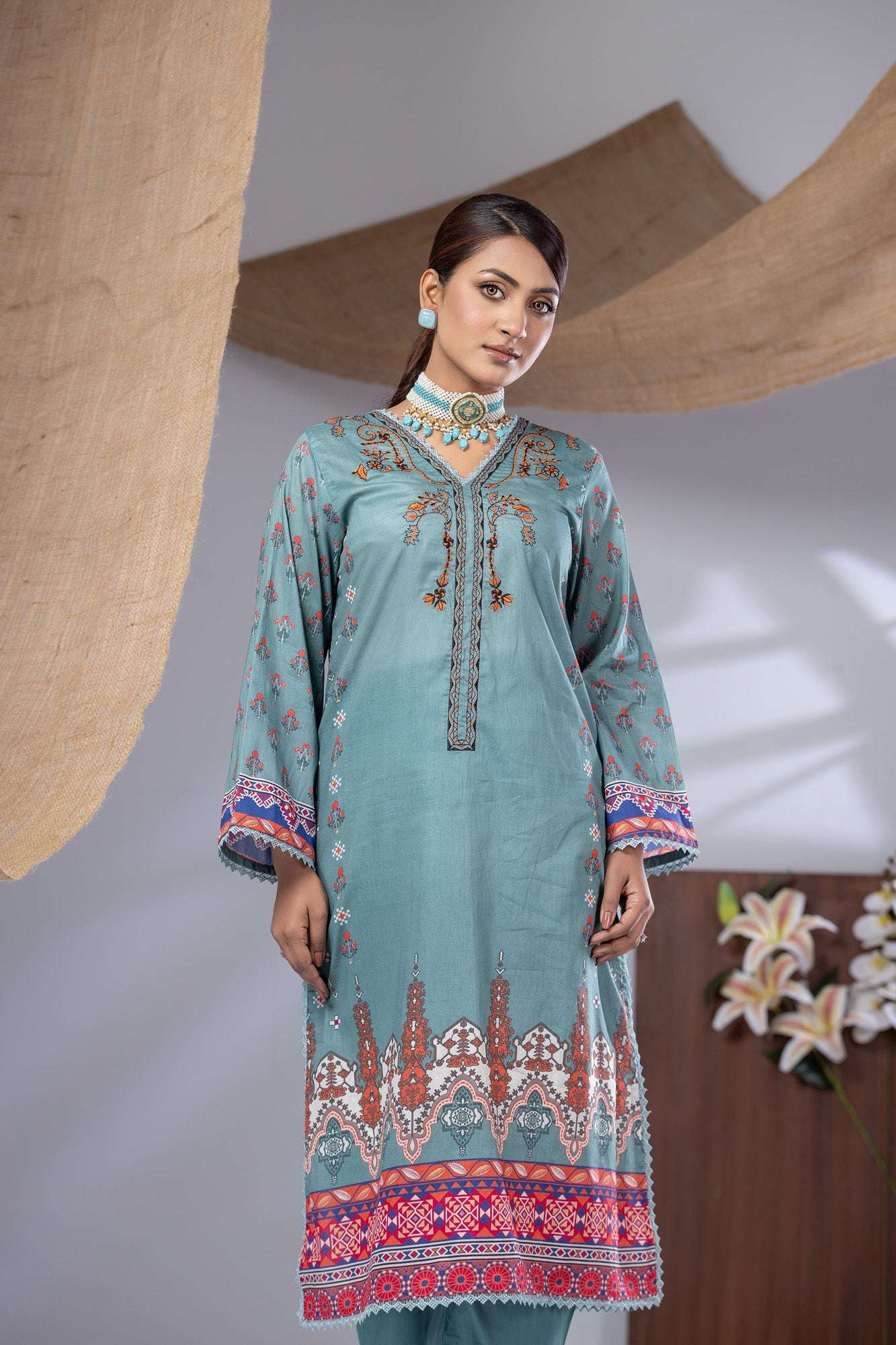 Aiza Embroidered & Sequence Work Unstitched 3pcs
