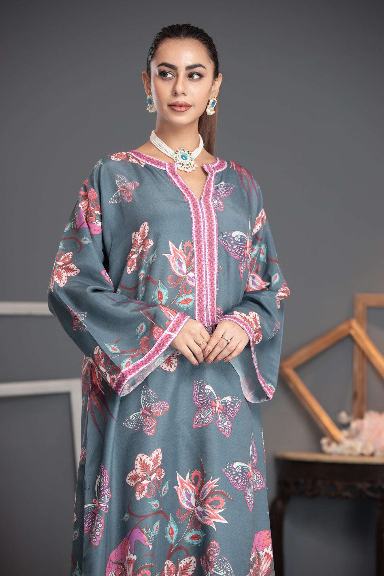 Printed Premium Soft Silk Stitched Kaftan Vol-01