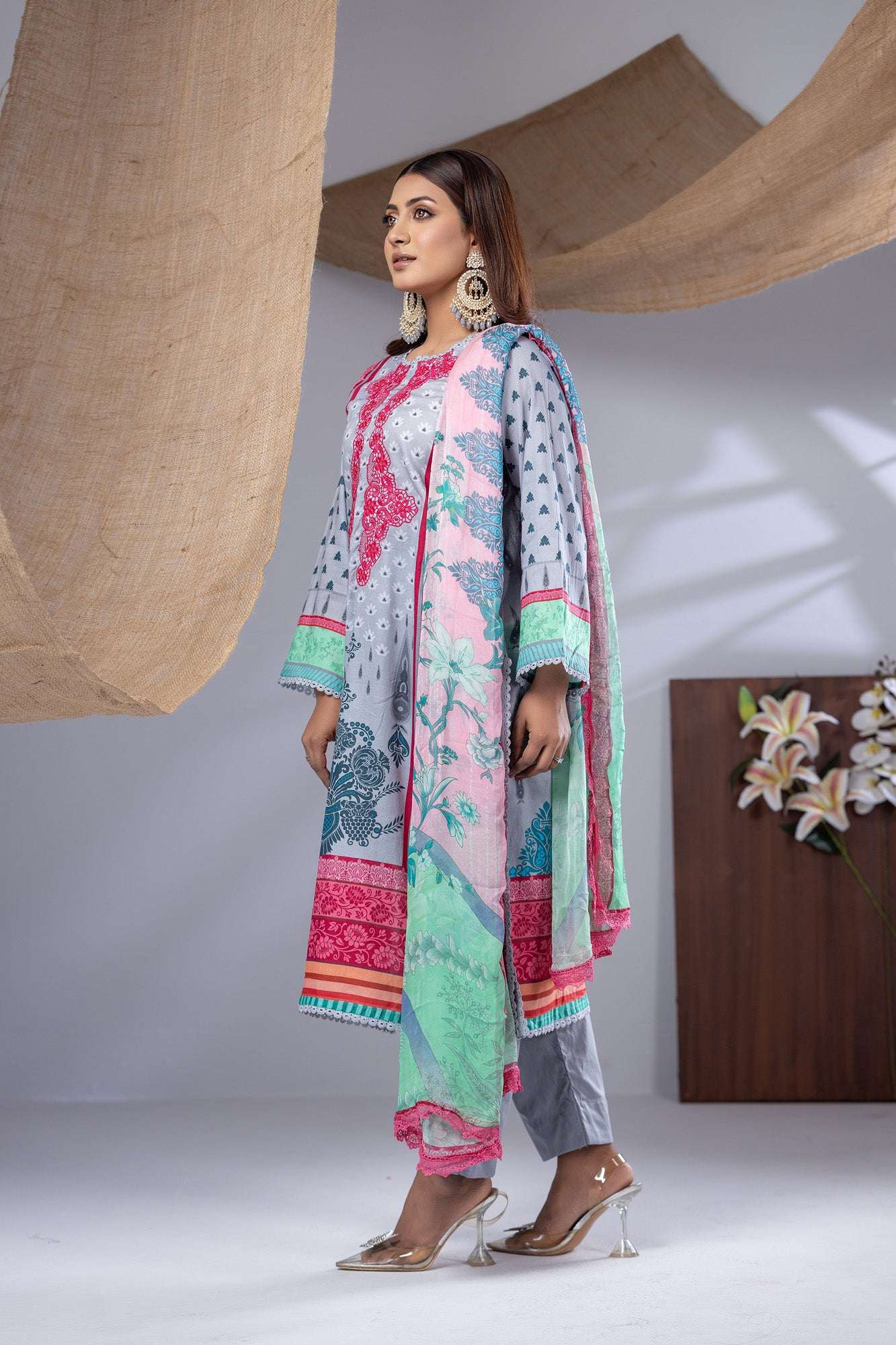 Aiza Embroidered & Sequence Work Unstitched 3pcs