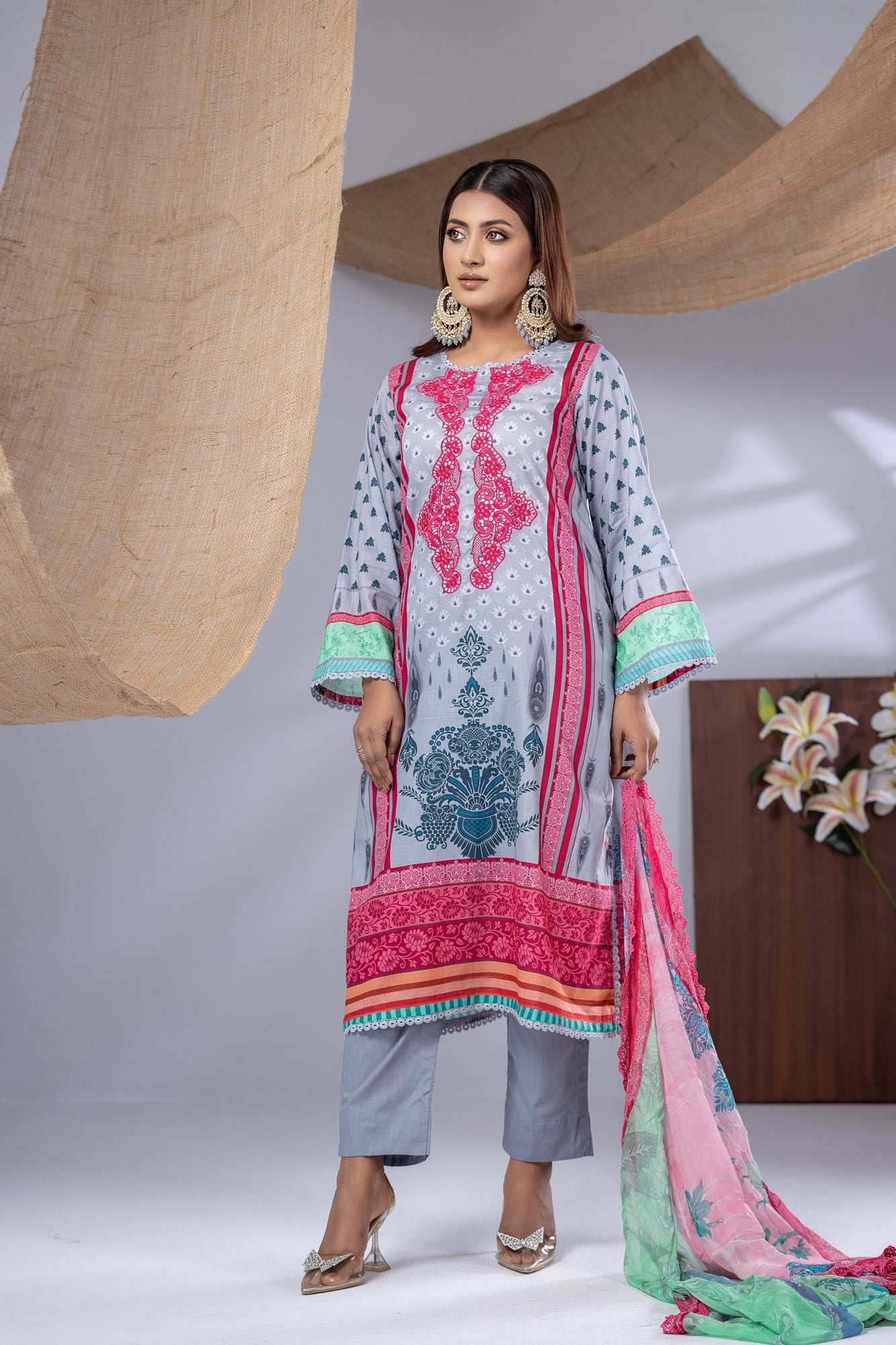 Aiza Embroidered & Sequence Work Unstitched 3pcs