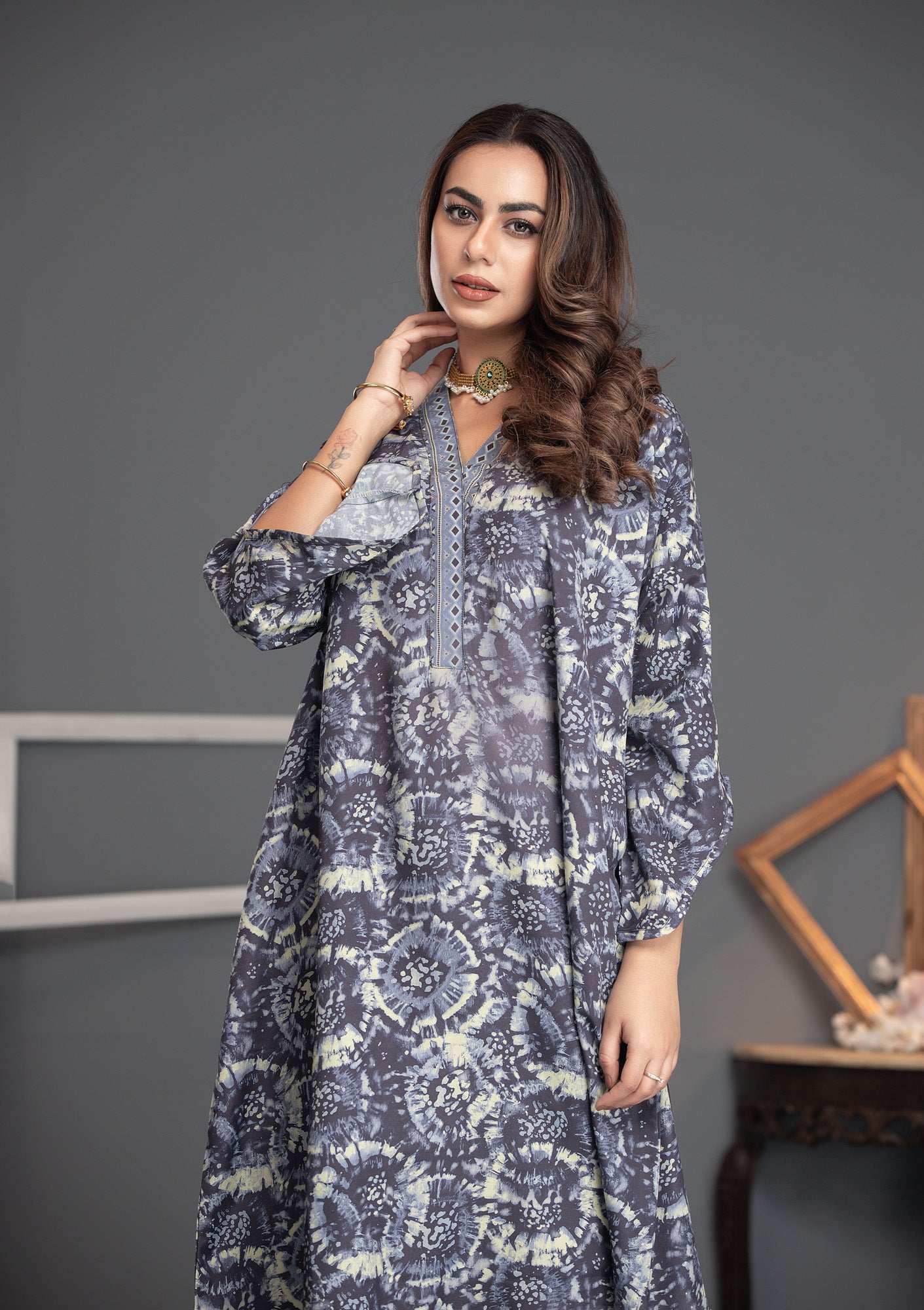Printed Premium Soft Silk Stitched Kaftan Vol-01