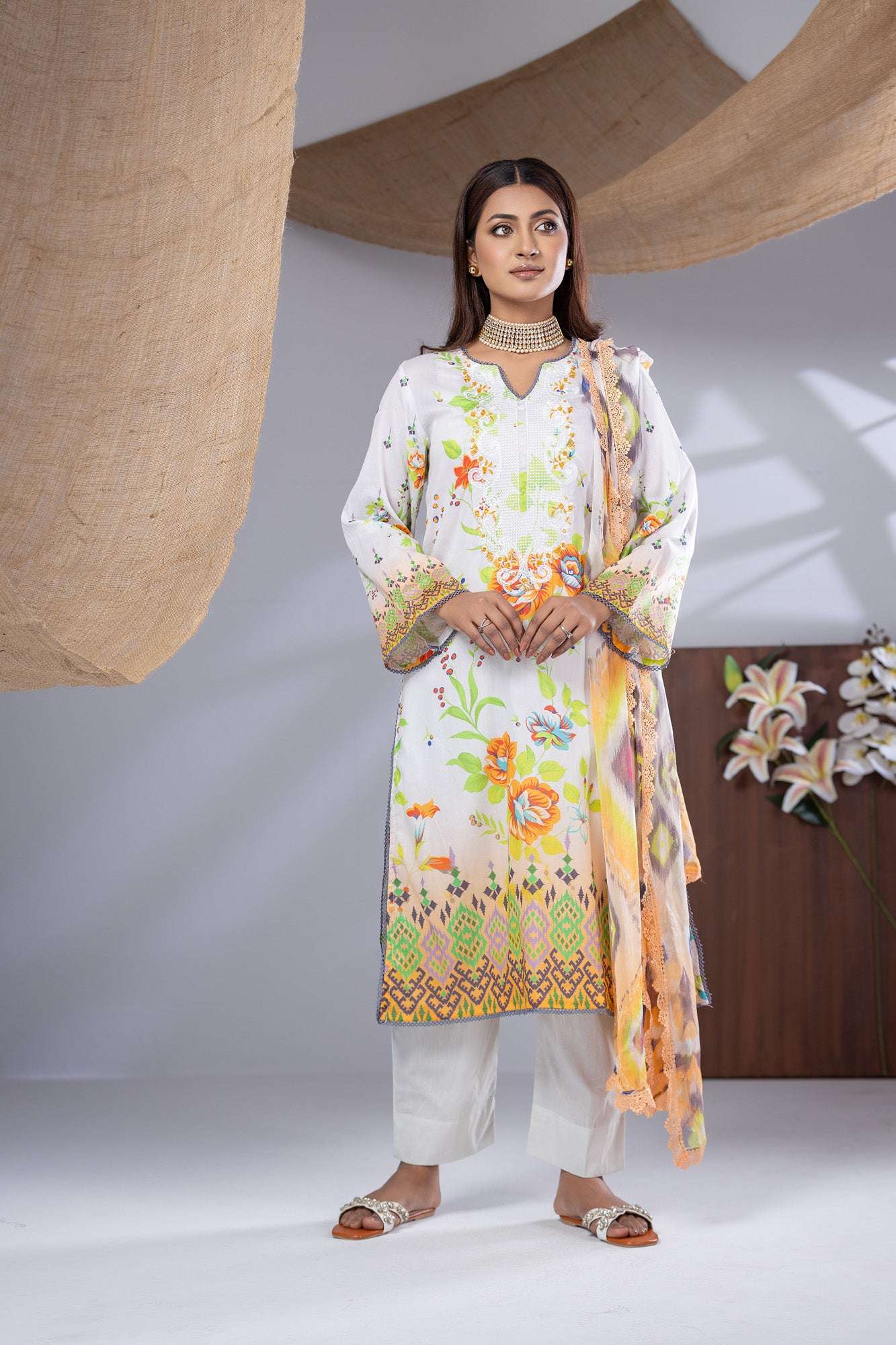 Aiza Embroidered & Sequence Work Unstitched 3pcs