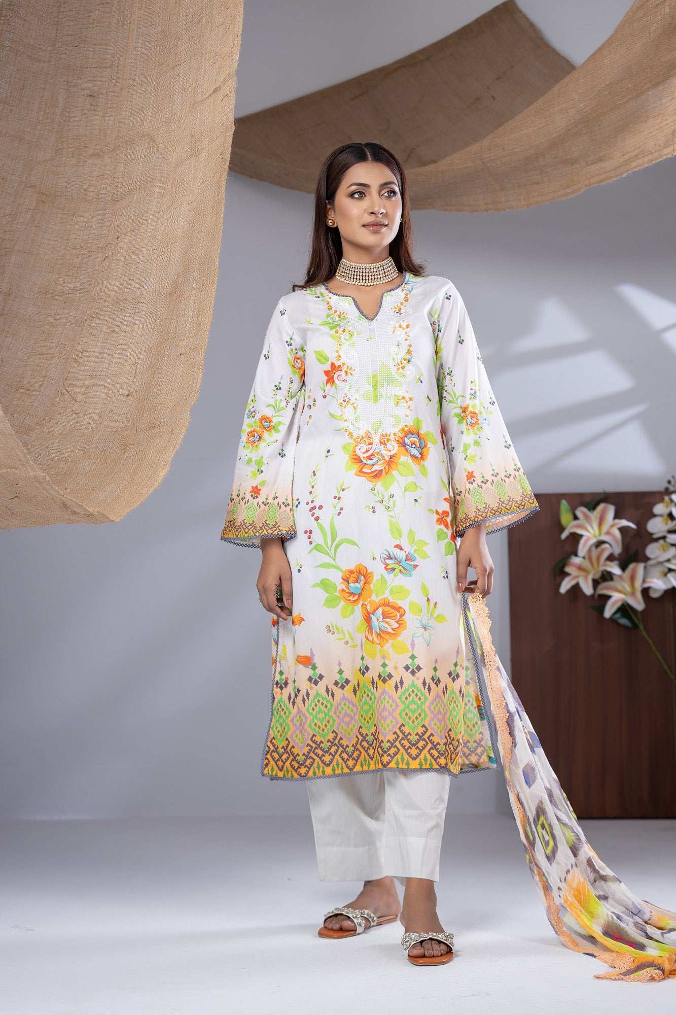 Aiza Embroidered & Sequence Work Unstitched 3pcs