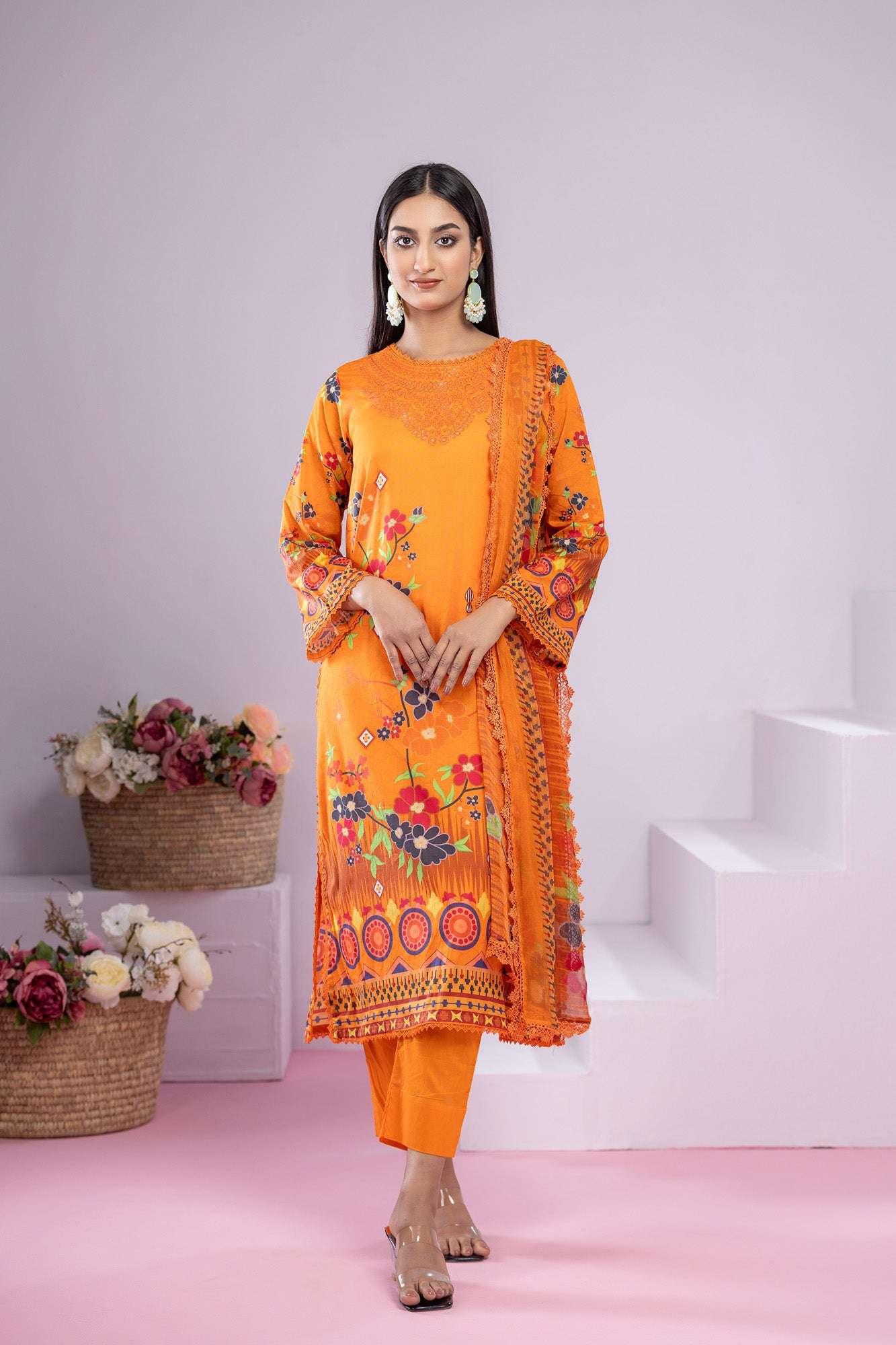 Inaya Embroidered & Sequence Work Unstitched 3pcs