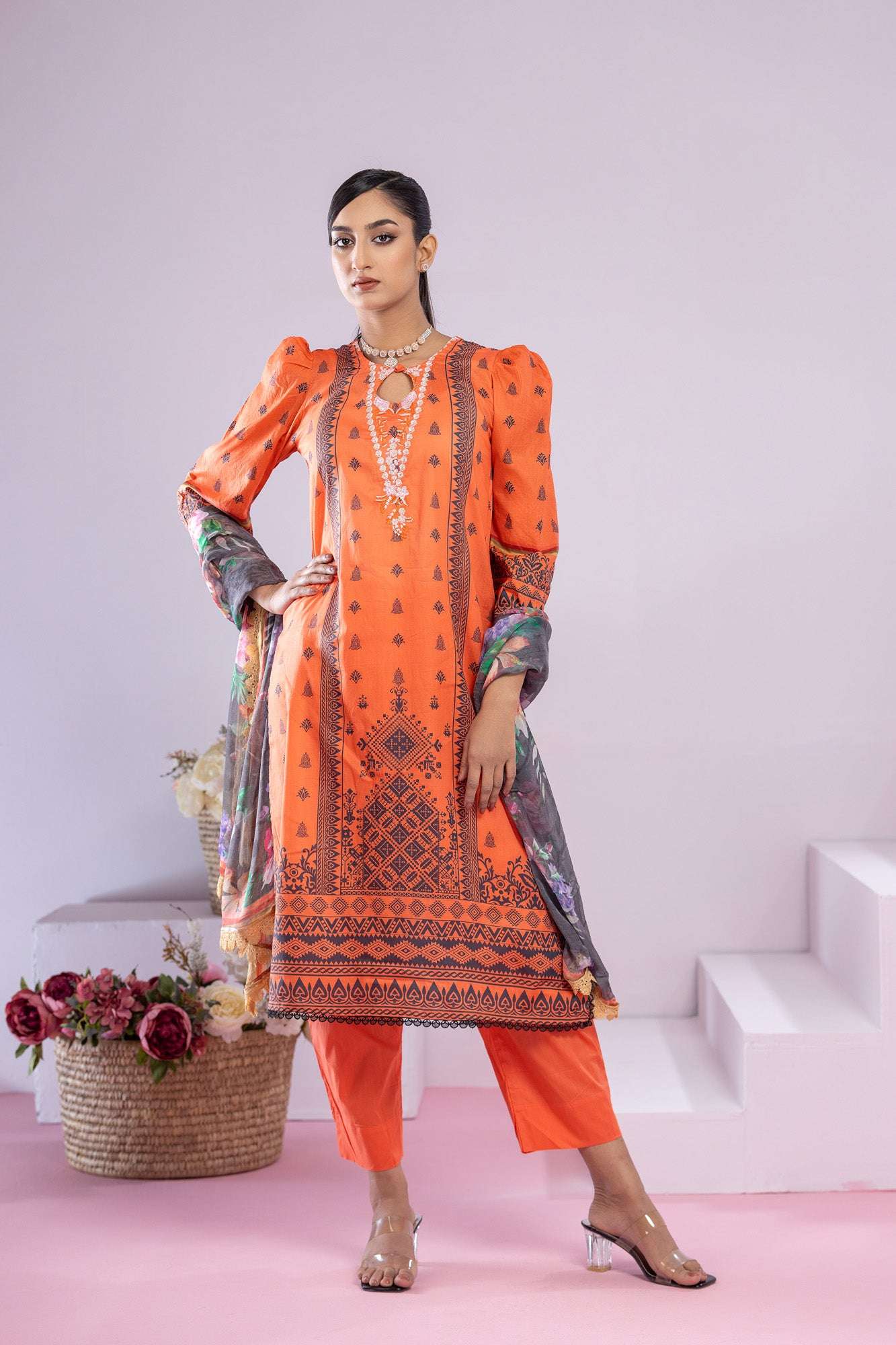 Inaya Embroidered & Sequence Work Unstitched 3pcs