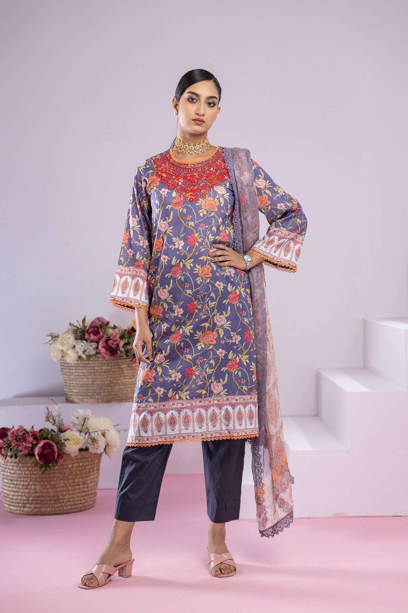 Inaya Embroidered & Sequence Work Unstitched 3pcs