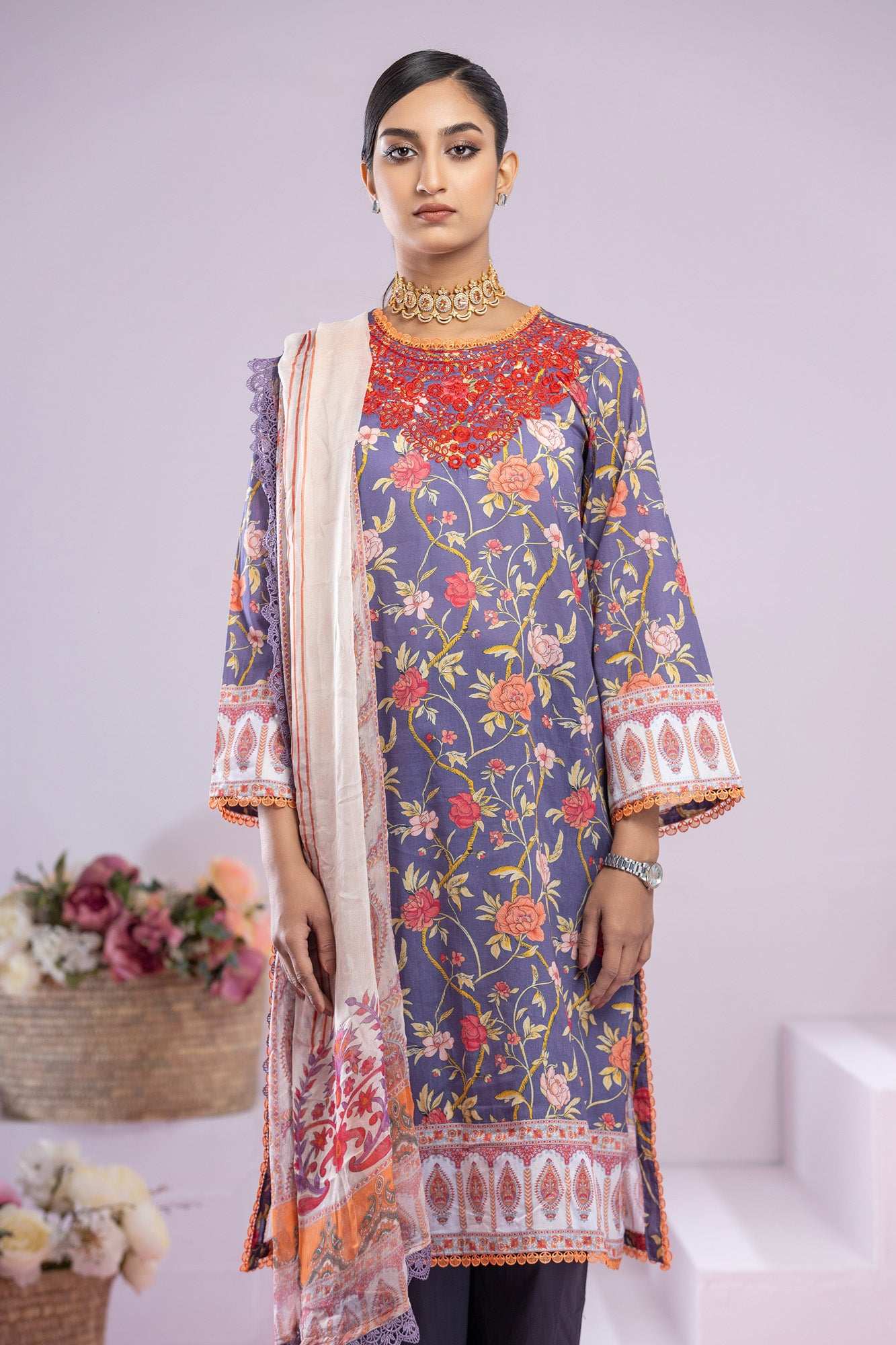 Inaya Embroidered & Sequence Work Unstitched 3pcs