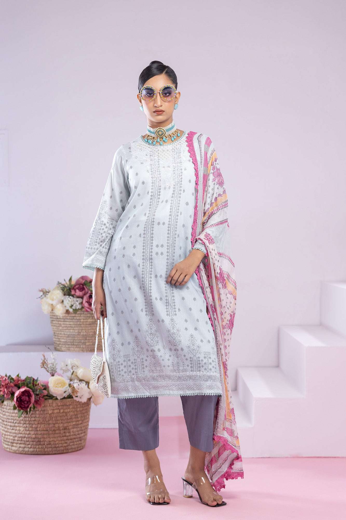 Inaya Embroidered & Sequence Work Unstitched 3pcs