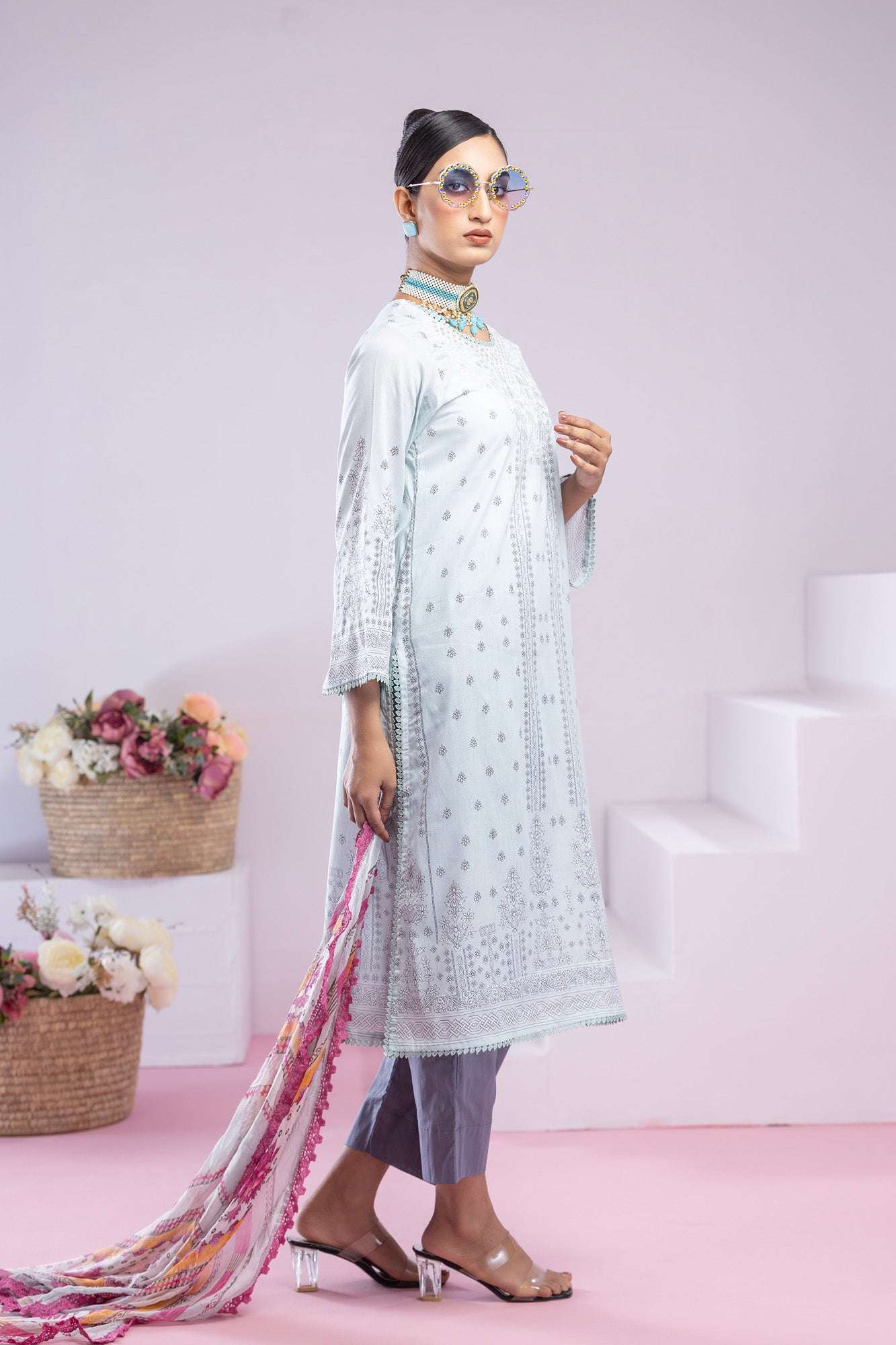 Inaya Embroidered & Sequence Work Unstitched 3pcs