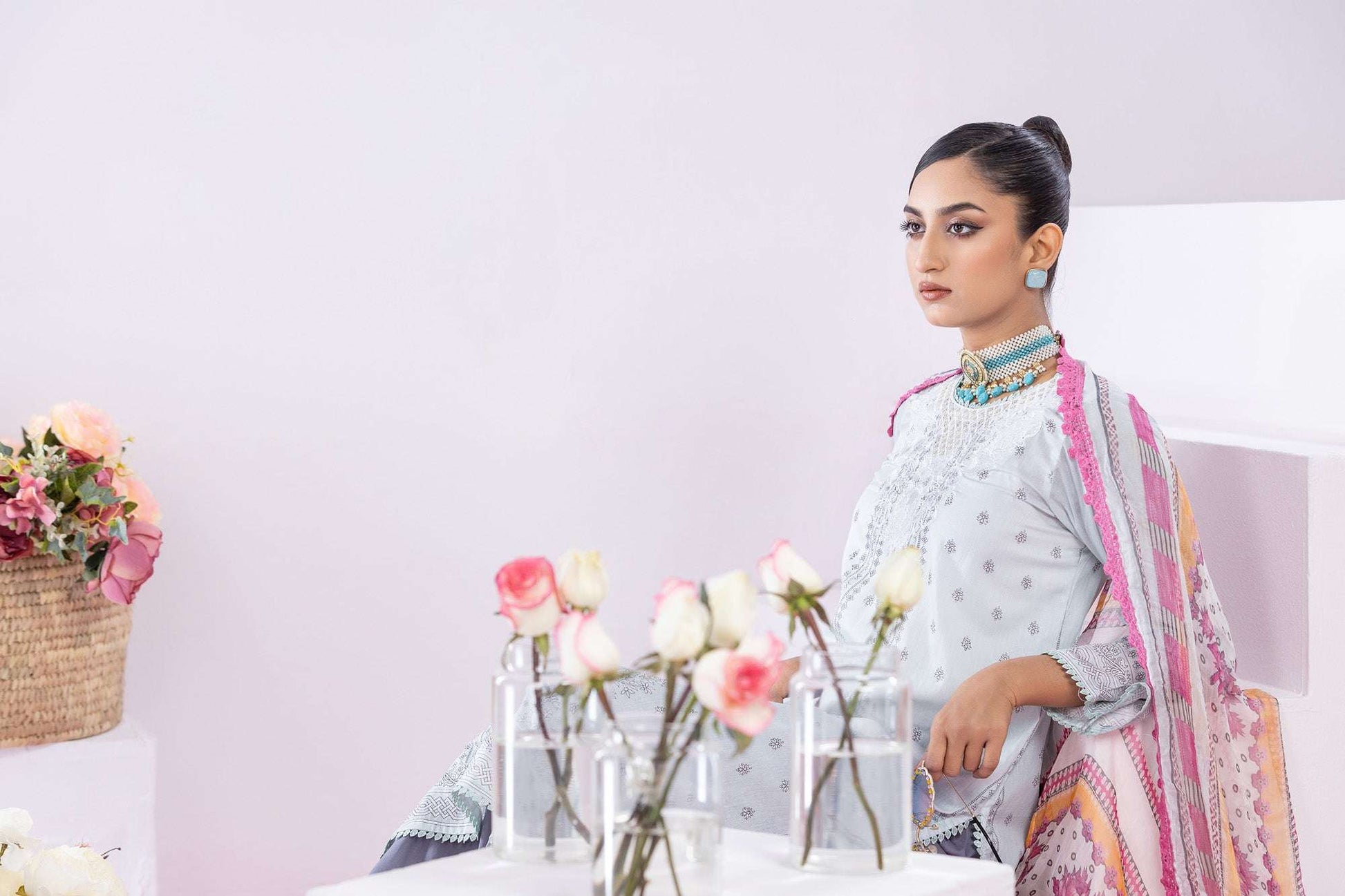Inaya Embroidered & Sequence Work Unstitched 3pcs