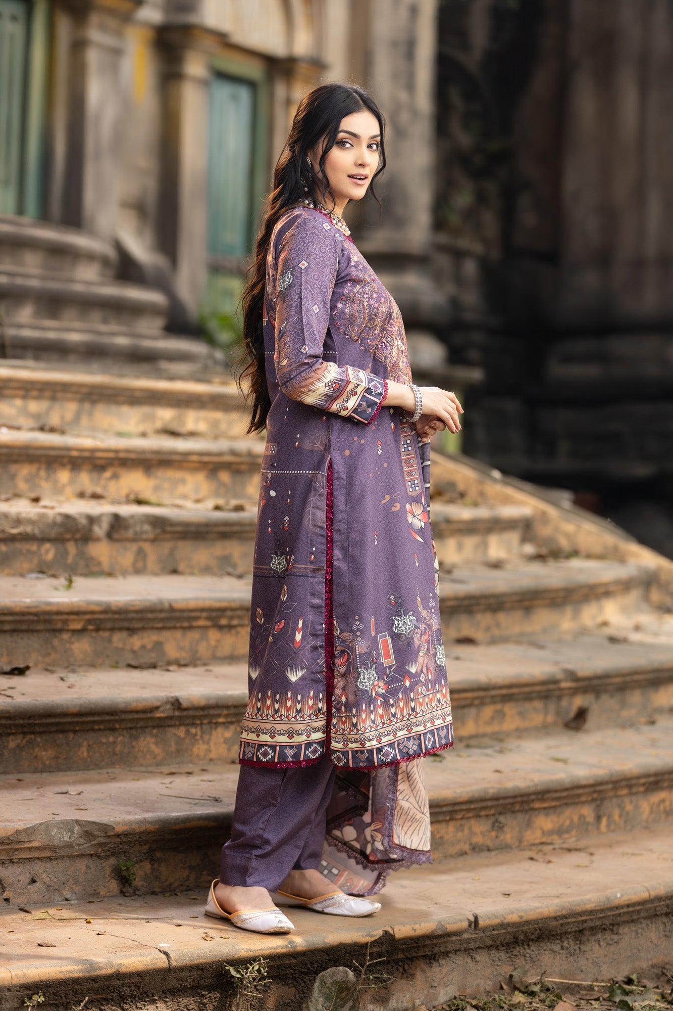 Fatiha Embroidered & Sequence Work Silk Unstitched 3pcs