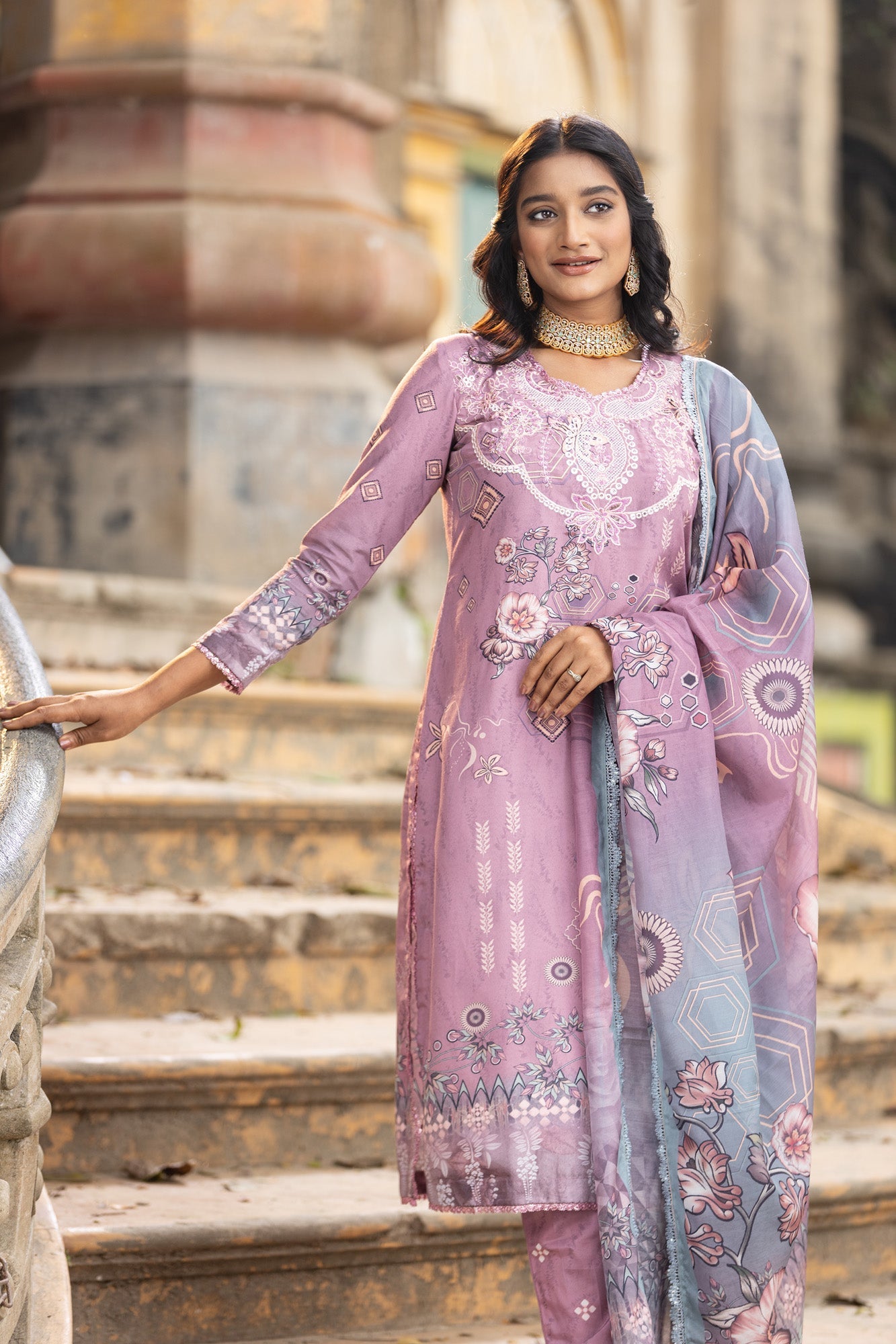 Fatiha Embroidered & Sequence Work Silk Unstitched 3pcs