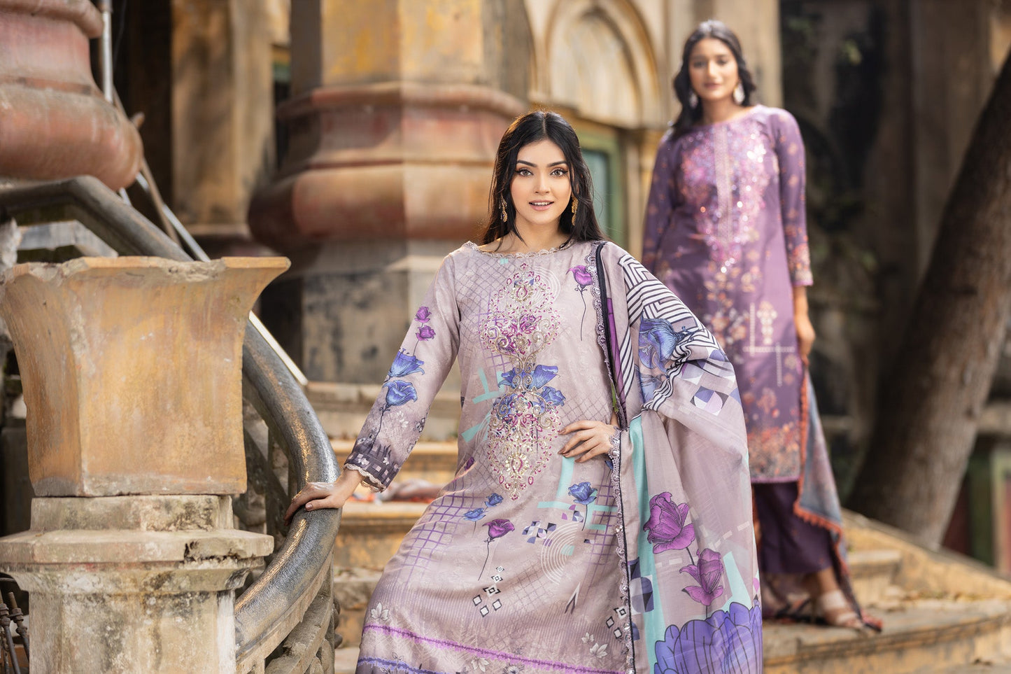 Fatiha Embroidered & Sequence Work Silk Unstitched 3pcs