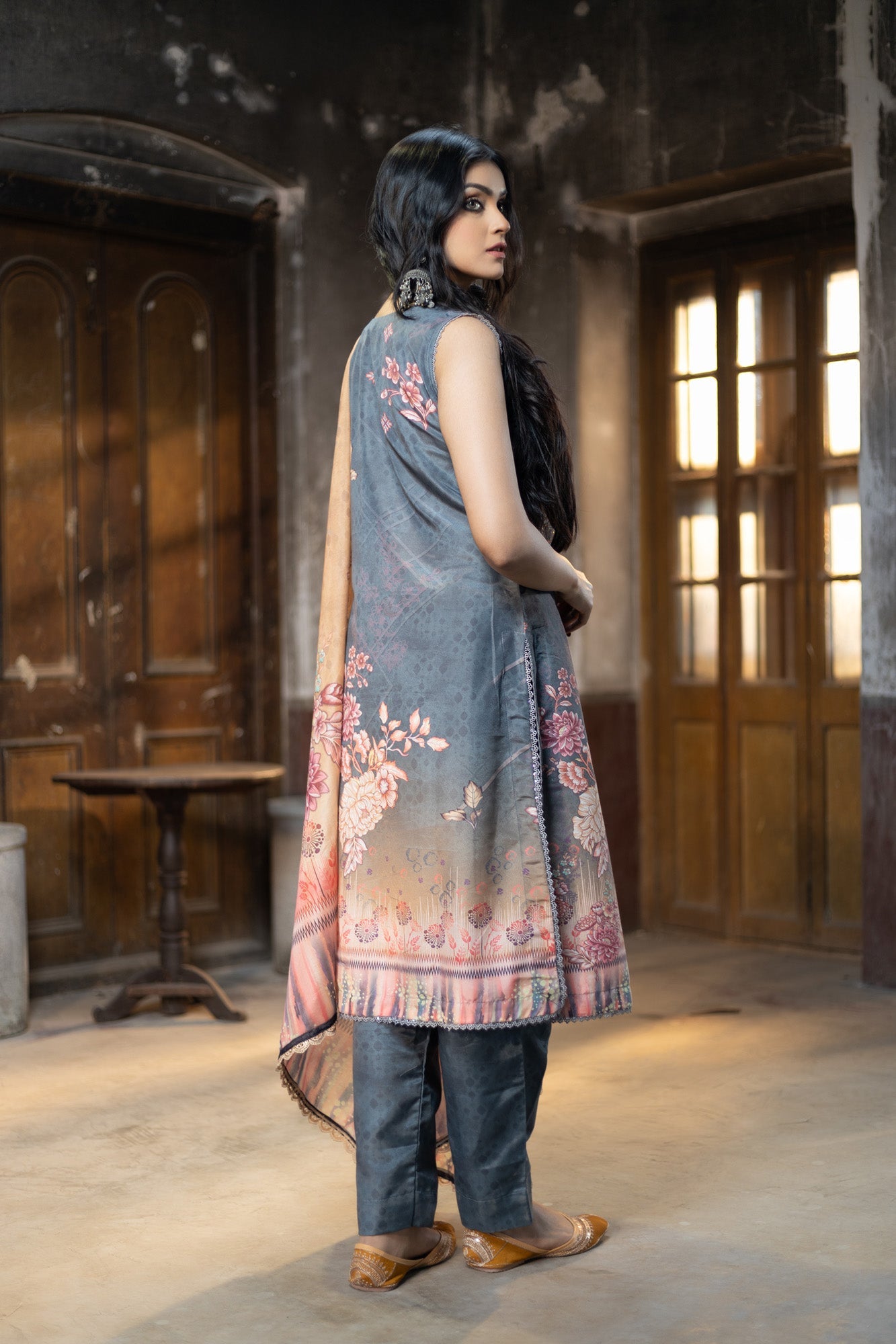 Fatiha Embroidered & Sequence Work Silk Unstitched 3pcs