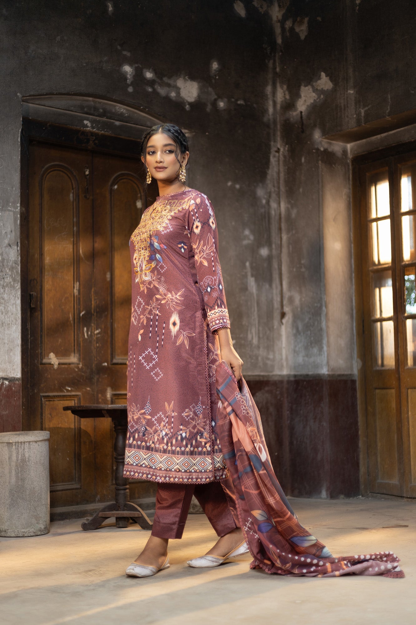Fatiha Embroidered & Sequence Work Silk Unstitched 3pcs