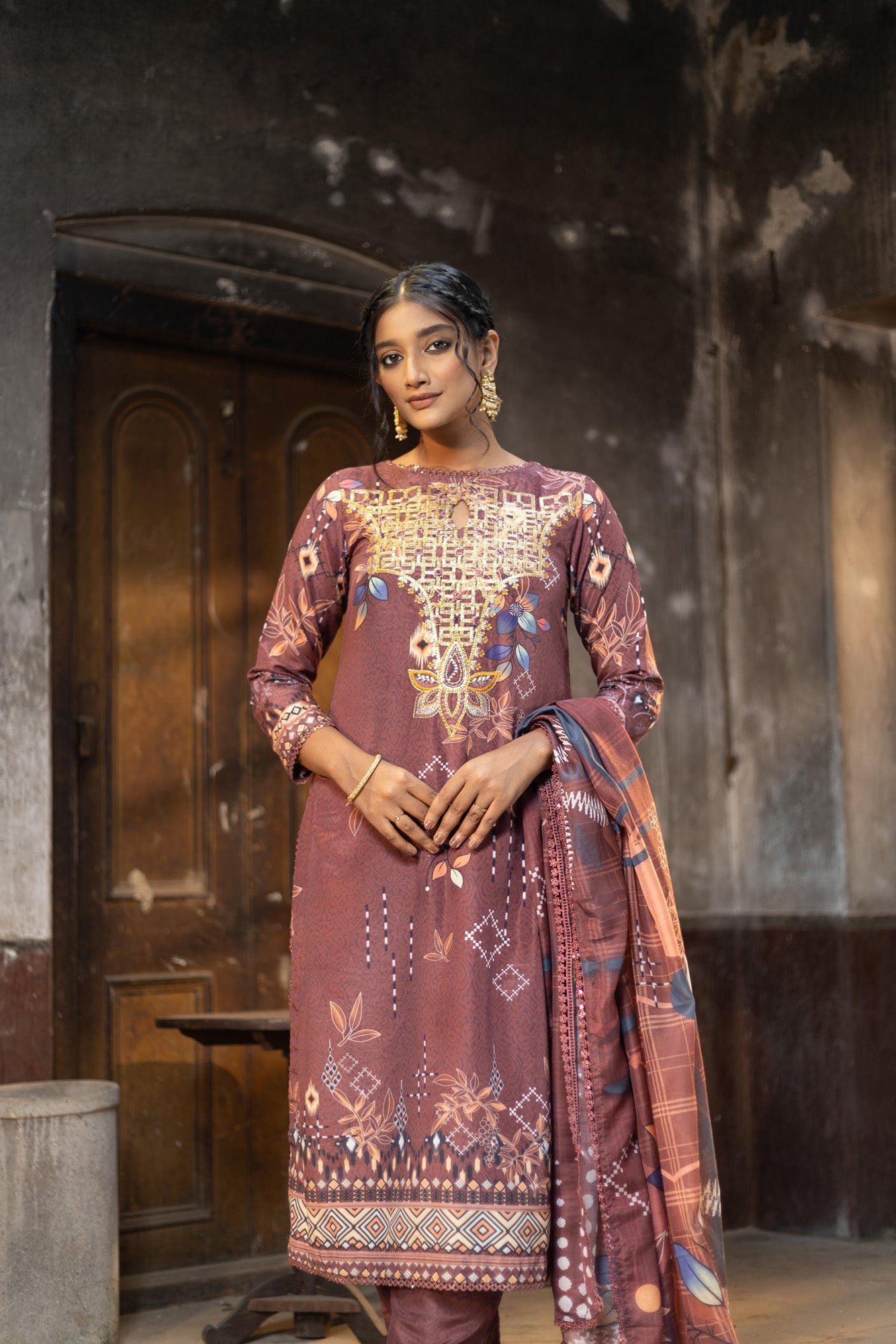 Fatiha Embroidered & Sequence Work Silk Unstitched 3pcs