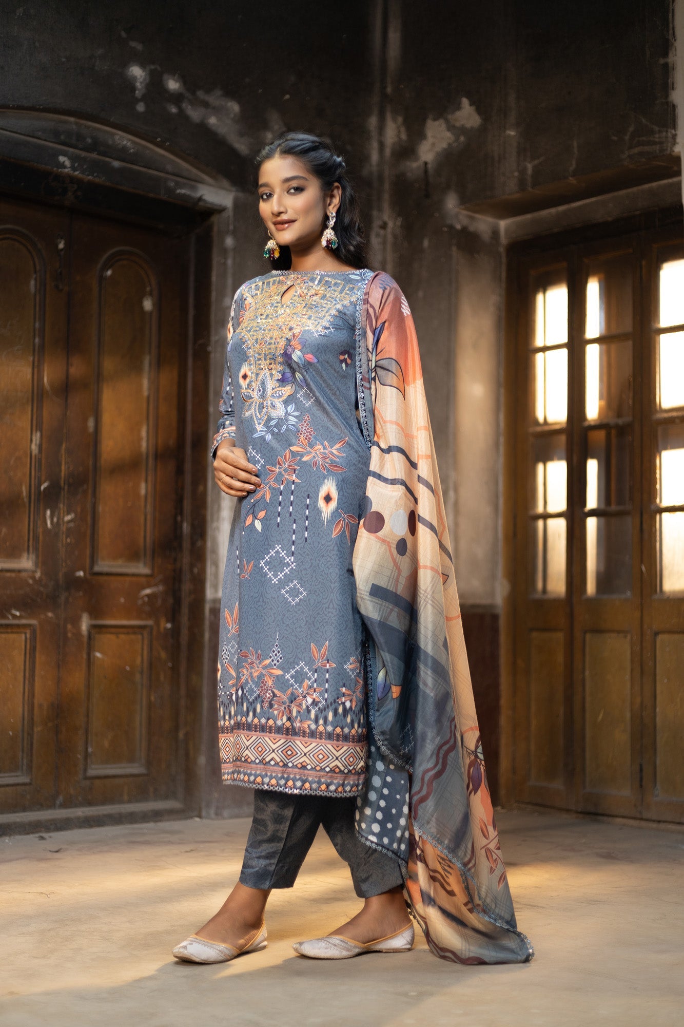 Fatiha Embroidered & Sequence Work Silk Unstitched 3pcs