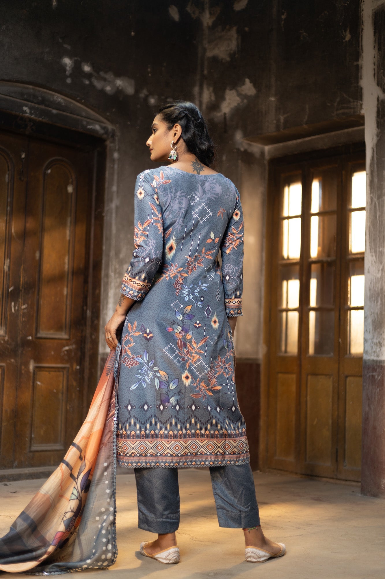 Fatiha Embroidered & Sequence Work Silk Unstitched 3pcs