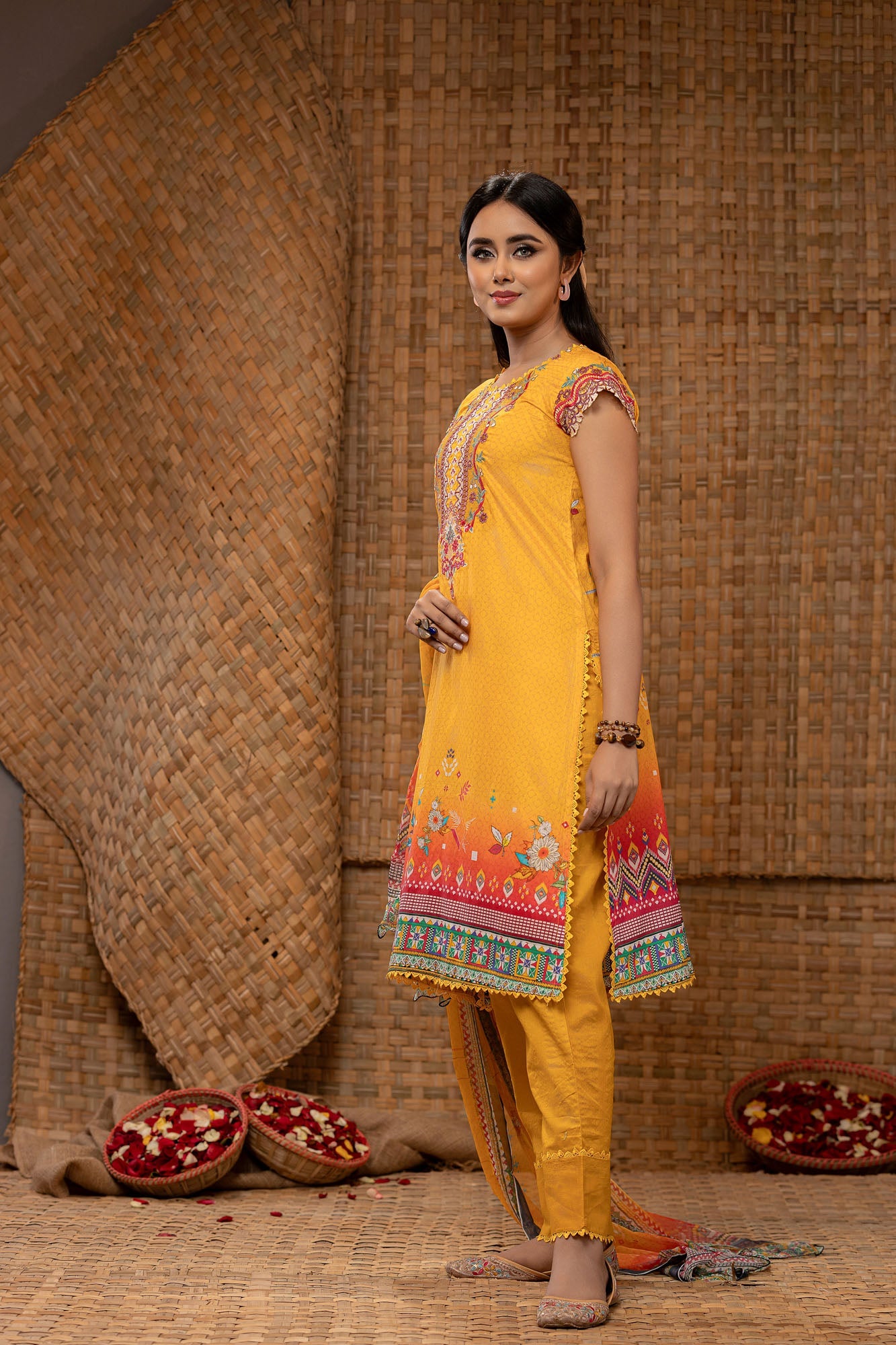 Khoobsurat Digital Printed Heavy Embroidered Unstitched Lawn 3pcs