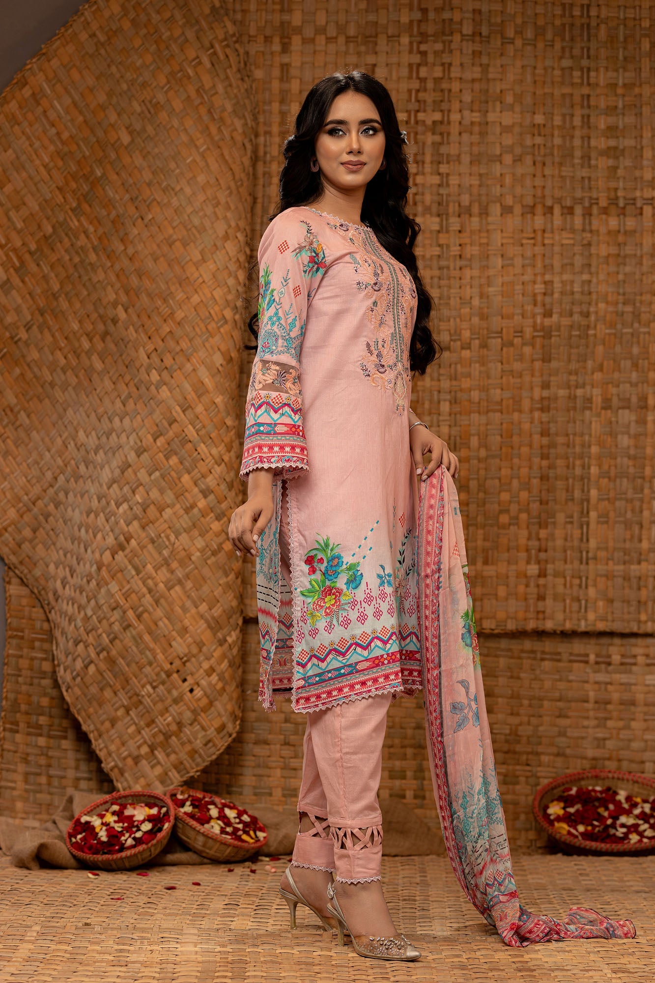 Khoobsurat Digital Printed Heavy Embroidered Unstitched Lawn 3pcs