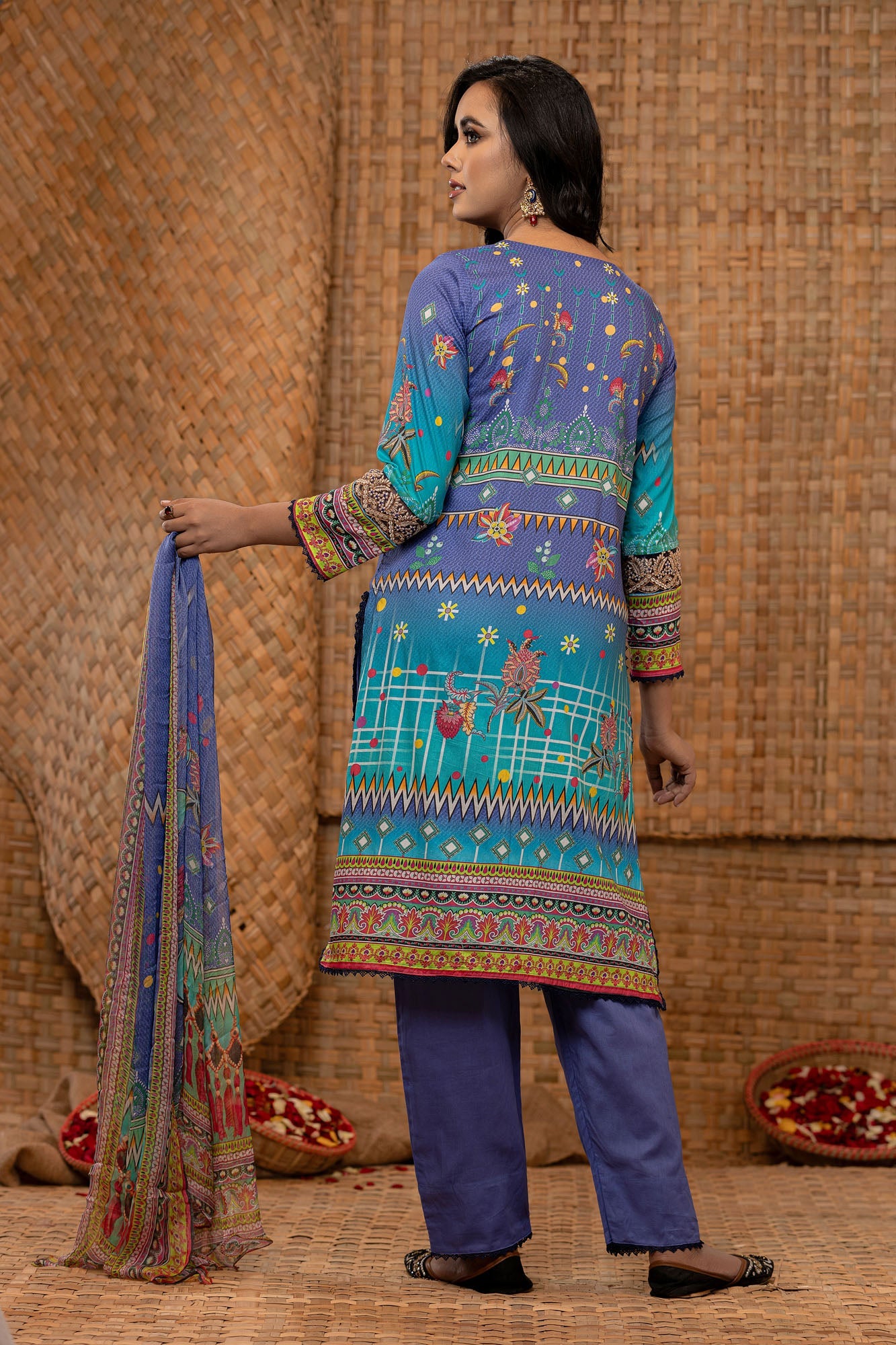 Khoobsurat Digital Printed Heavy Embroidered Unstitched Lawn 3pcs