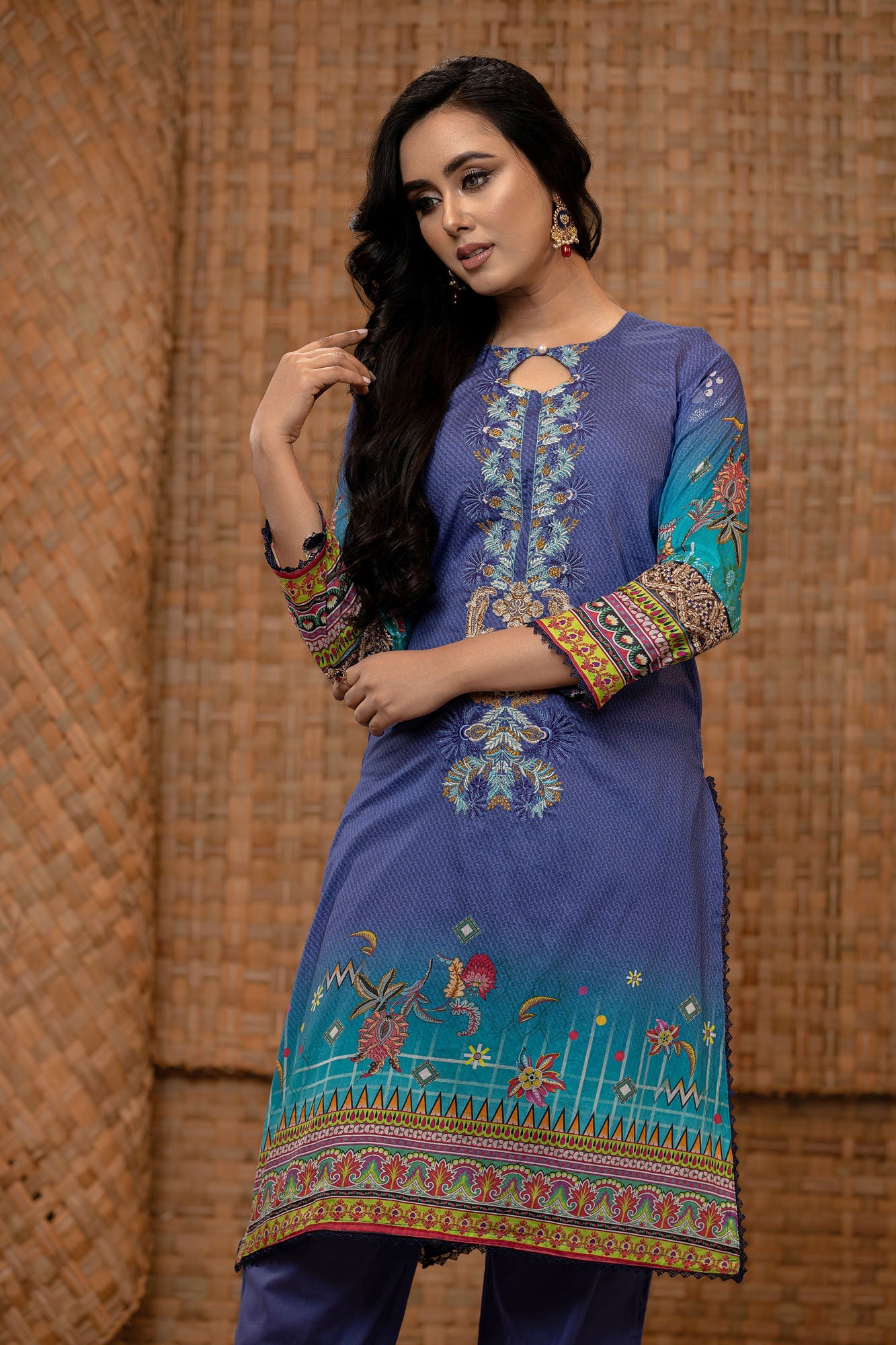 Khoobsurat Digital Printed Heavy Embroidered Unstitched Lawn 3pcs
