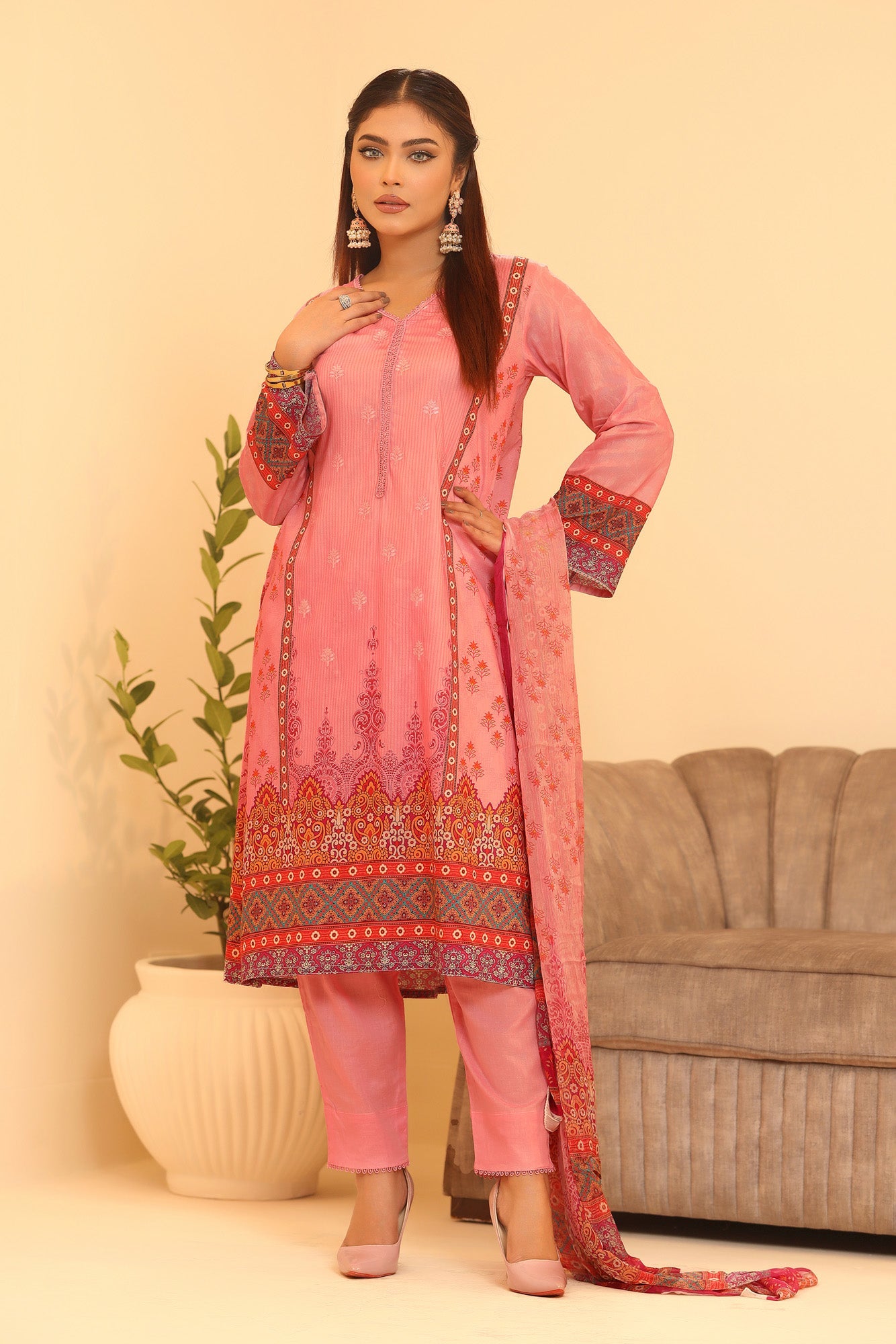 Minhal By Nilima Digital Printed EMB. Unstitched Lawn 3pcs