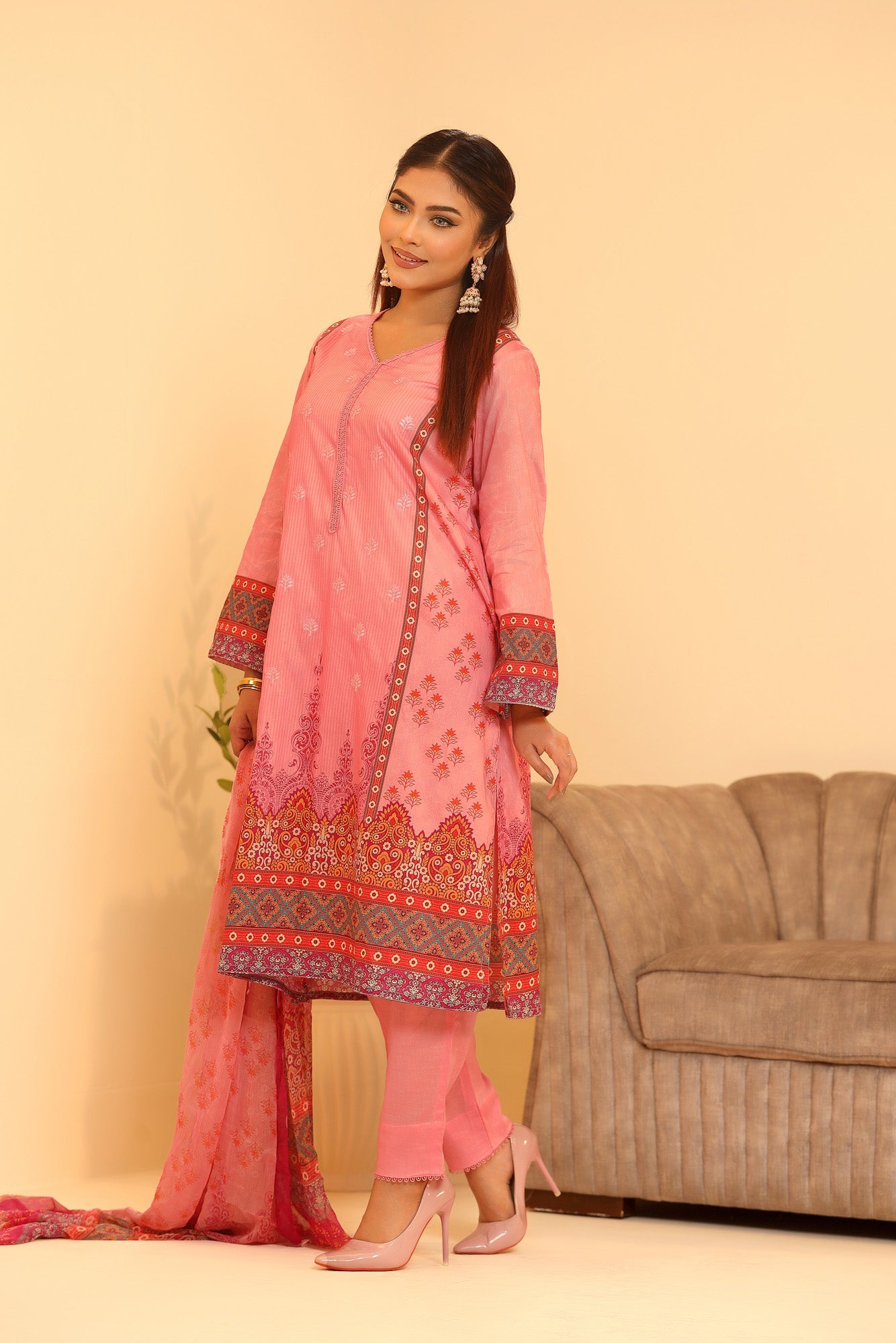 Minhal By Nilima Digital Printed EMB. Unstitched Lawn 3pcs
