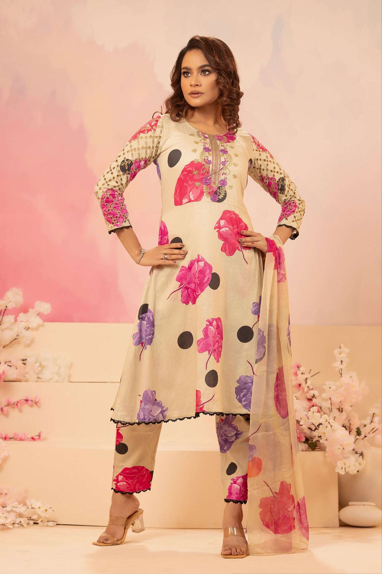 Naira Digital Print Luxury Embroidered Sequince Work Unstitched 3pcs