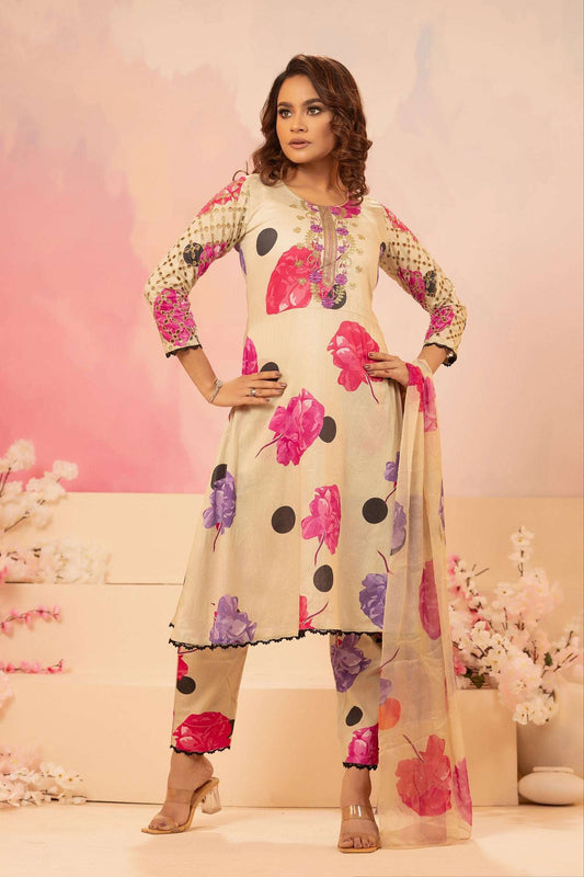 Naira Digital Print Luxury Embroidered Sequince Work Unstitched 3pcs