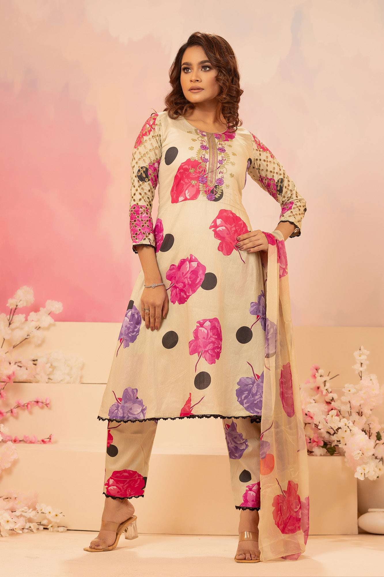 Naira Digital Print Luxury Embroidered Sequince Work Unstitched 3pcs