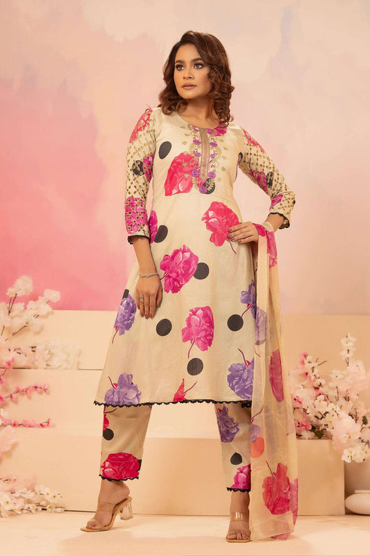 Naira Digital Print Luxury Embroidered Sequince Work Unstitched 3pcs