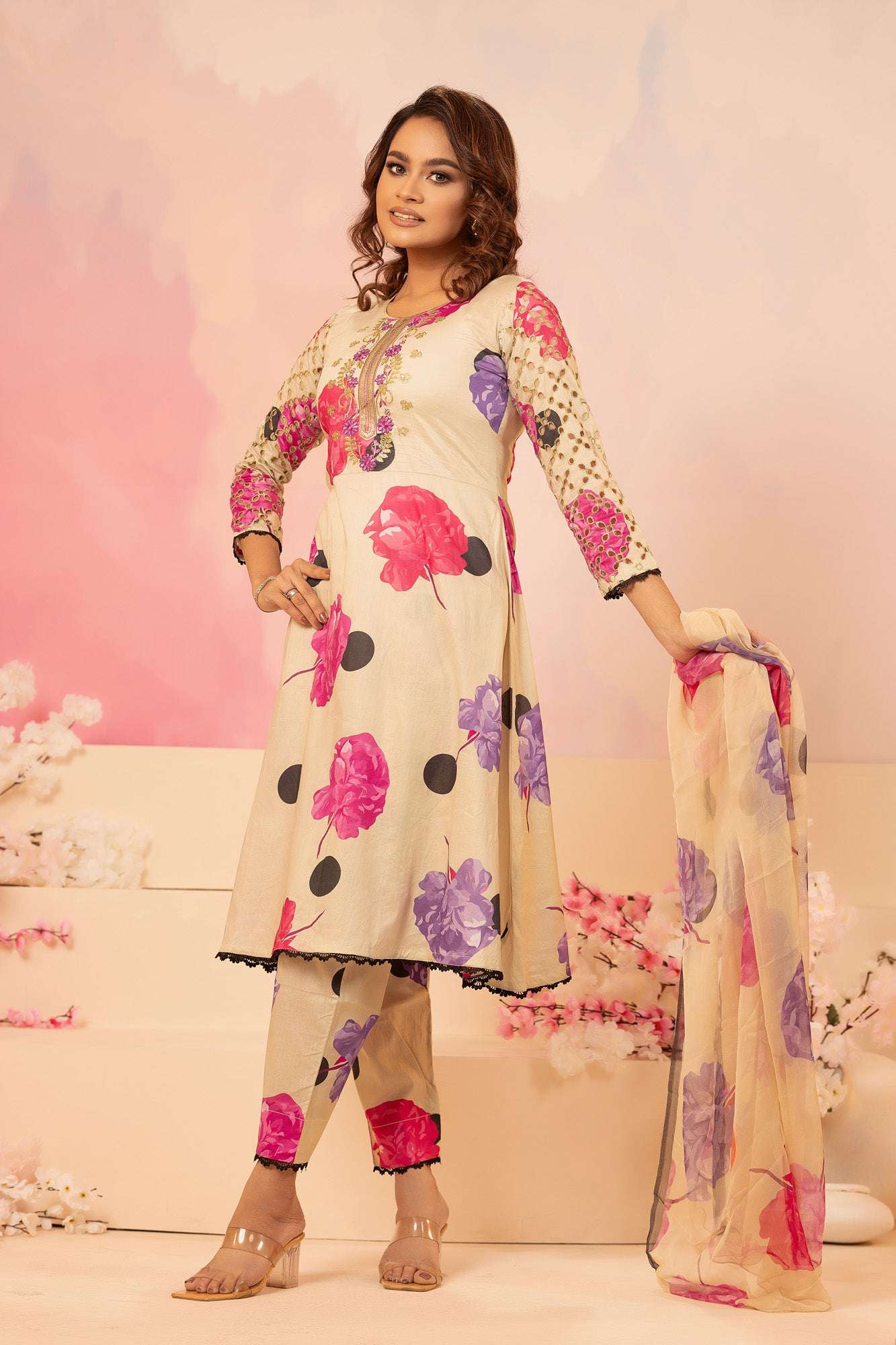 Naira Digital Print Luxury Embroidered Sequince Work Unstitched 3pcs