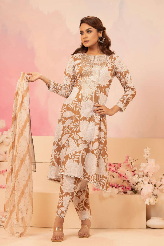 Naira Digital Print Luxury Embroidered Sequince Work Unstitched 3pcs