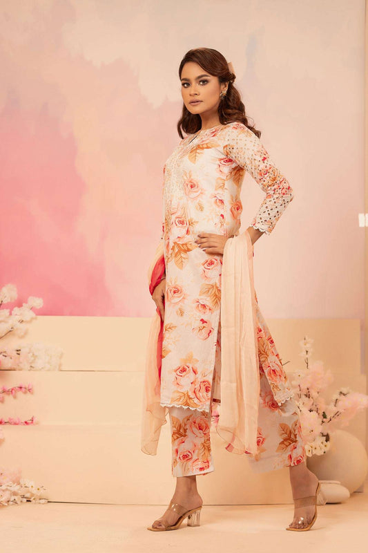Naira Digital Print Luxury Embroidered Sequince Work Unstitched 3pcs