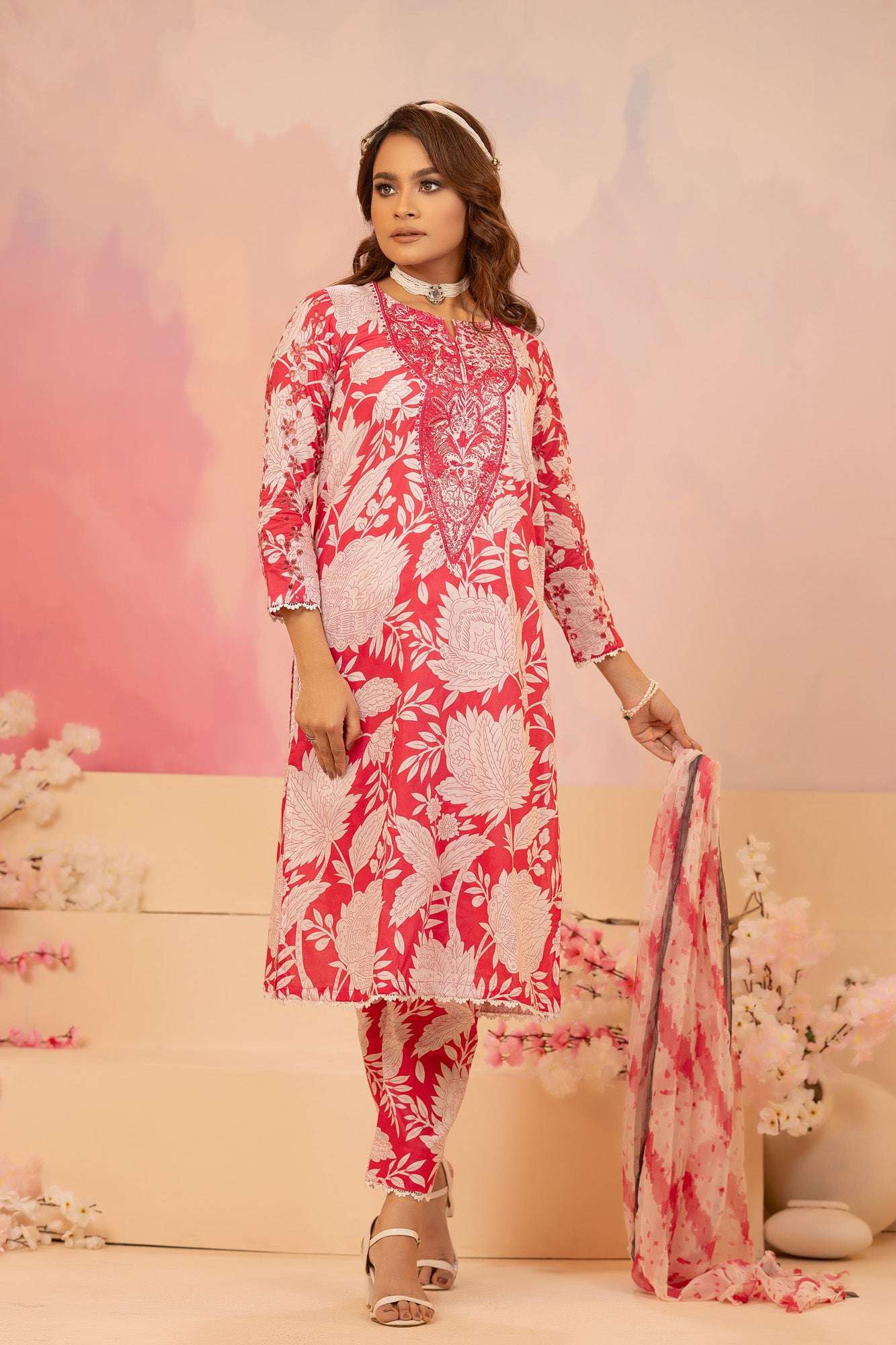Naira Digital Print Luxury Embroidered Sequince Work Unstitched 3pcs