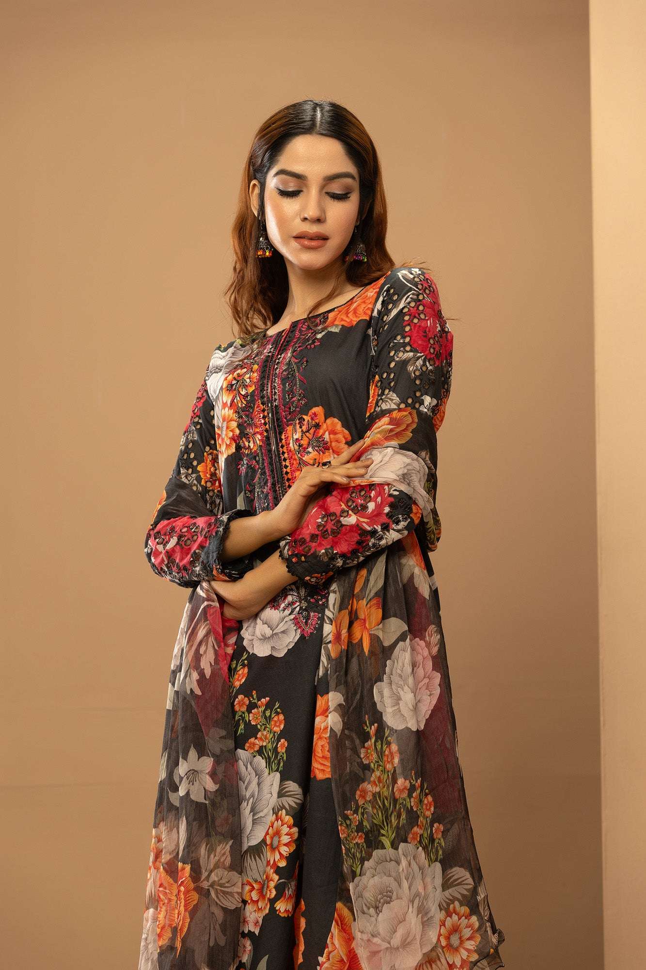 Naira Digital Print Luxury Embroidered Sequince Work Unstitched 3pcs