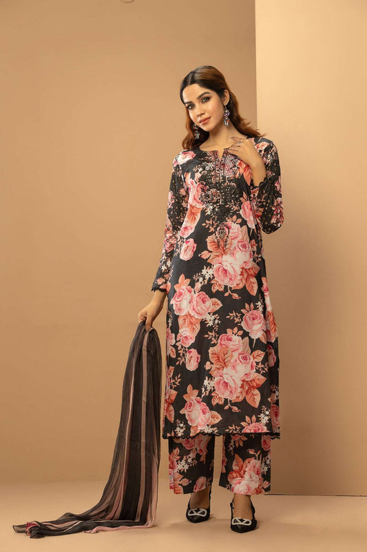 Naira Digital Print Luxury Embroidered Sequince Work Unstitched 3pcs
