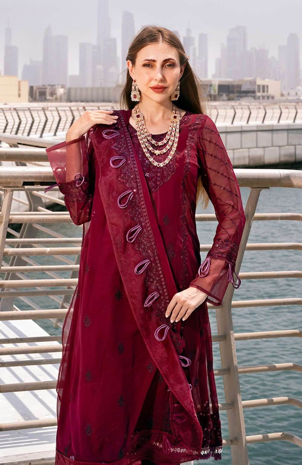 Izhaar Semi Stitched Heavy EMB. Sequence Georgette 3pcs - Nilima