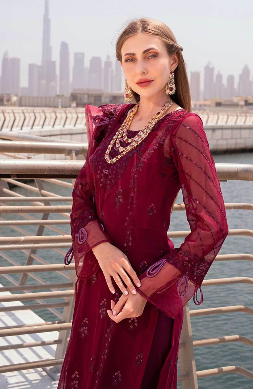 Izhaar Semi Stitched Heavy EMB. Sequence Georgette 3pcs - Nilima