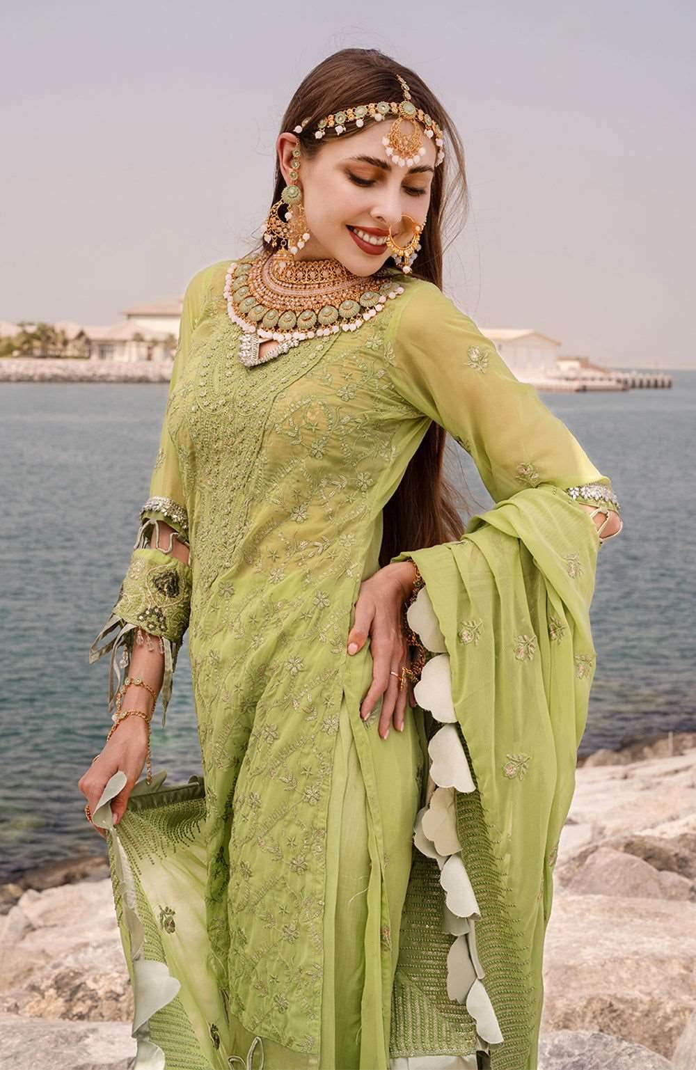 Izhaar Semi Stitched Heavy EMB. Sequence Georgette 3pcs - Nilima