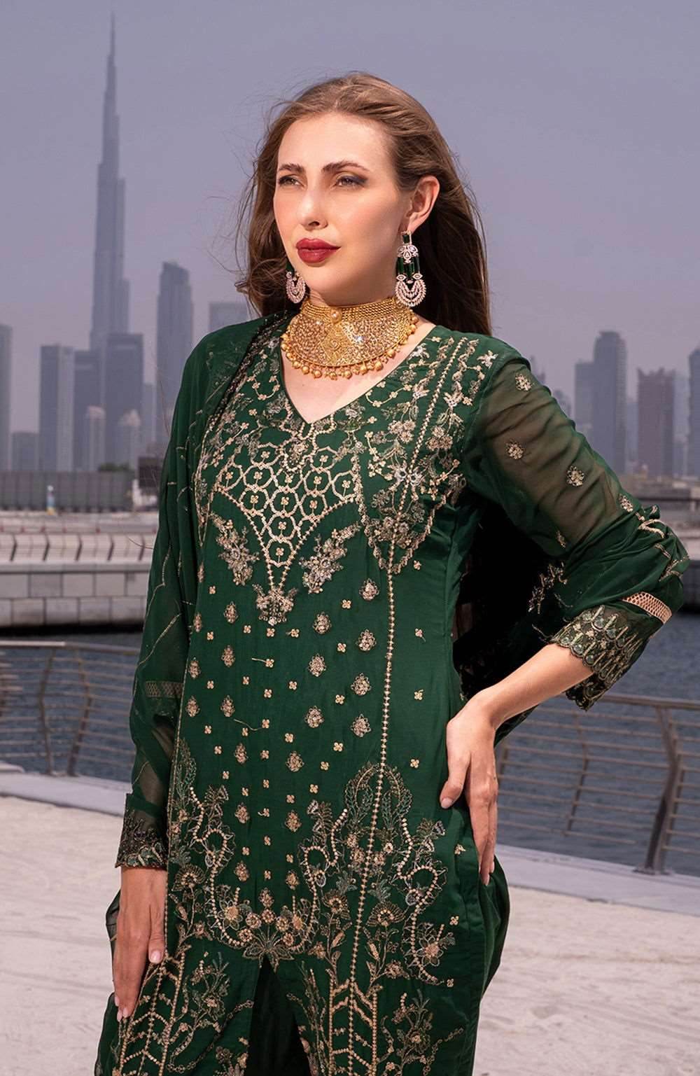 Izhaar Semi Stitched Heavy EMB. Sequence Georgette 3pcs - Nilima